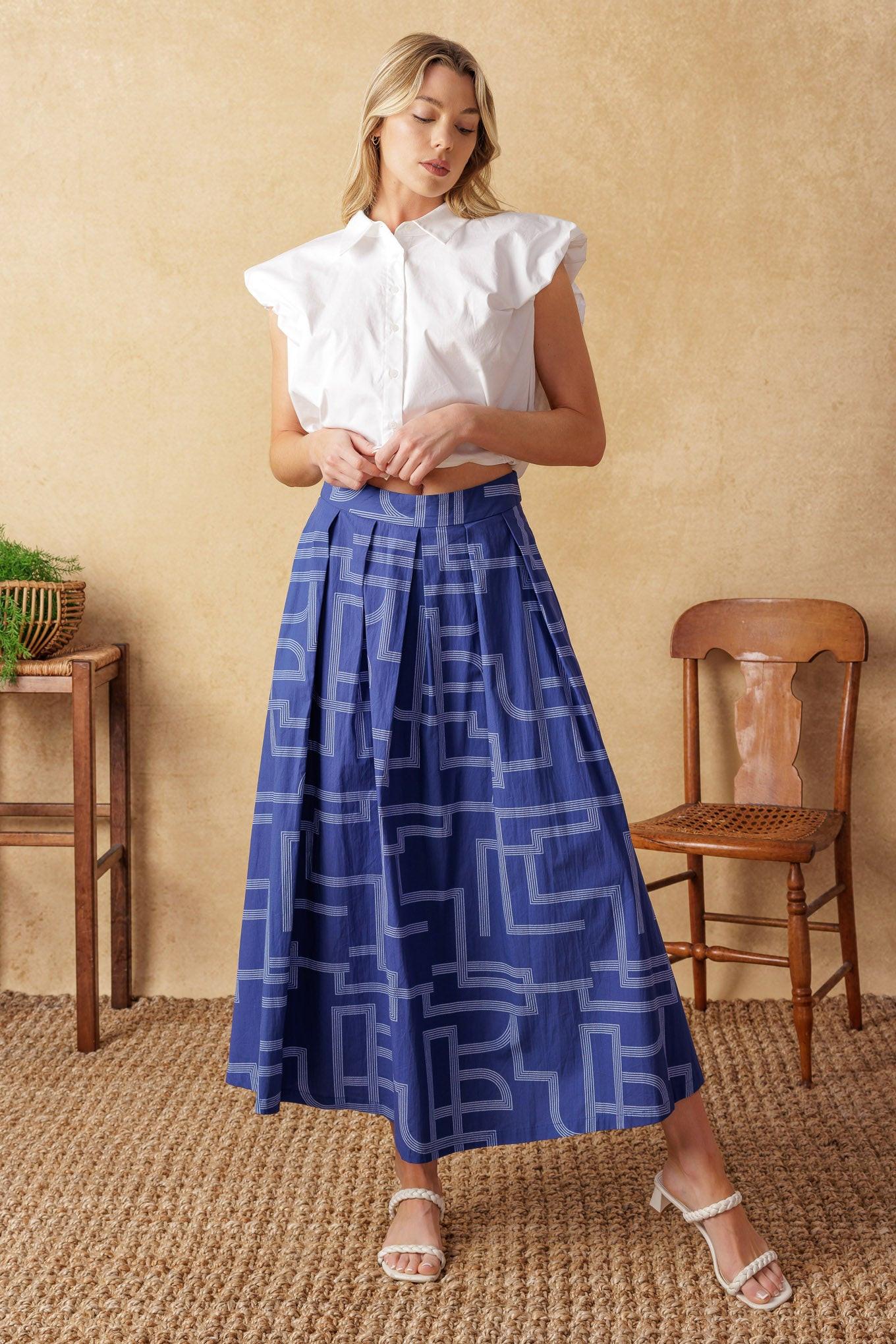 LEAVES OF TOMORROW WOVEN MIDI SKIRT.