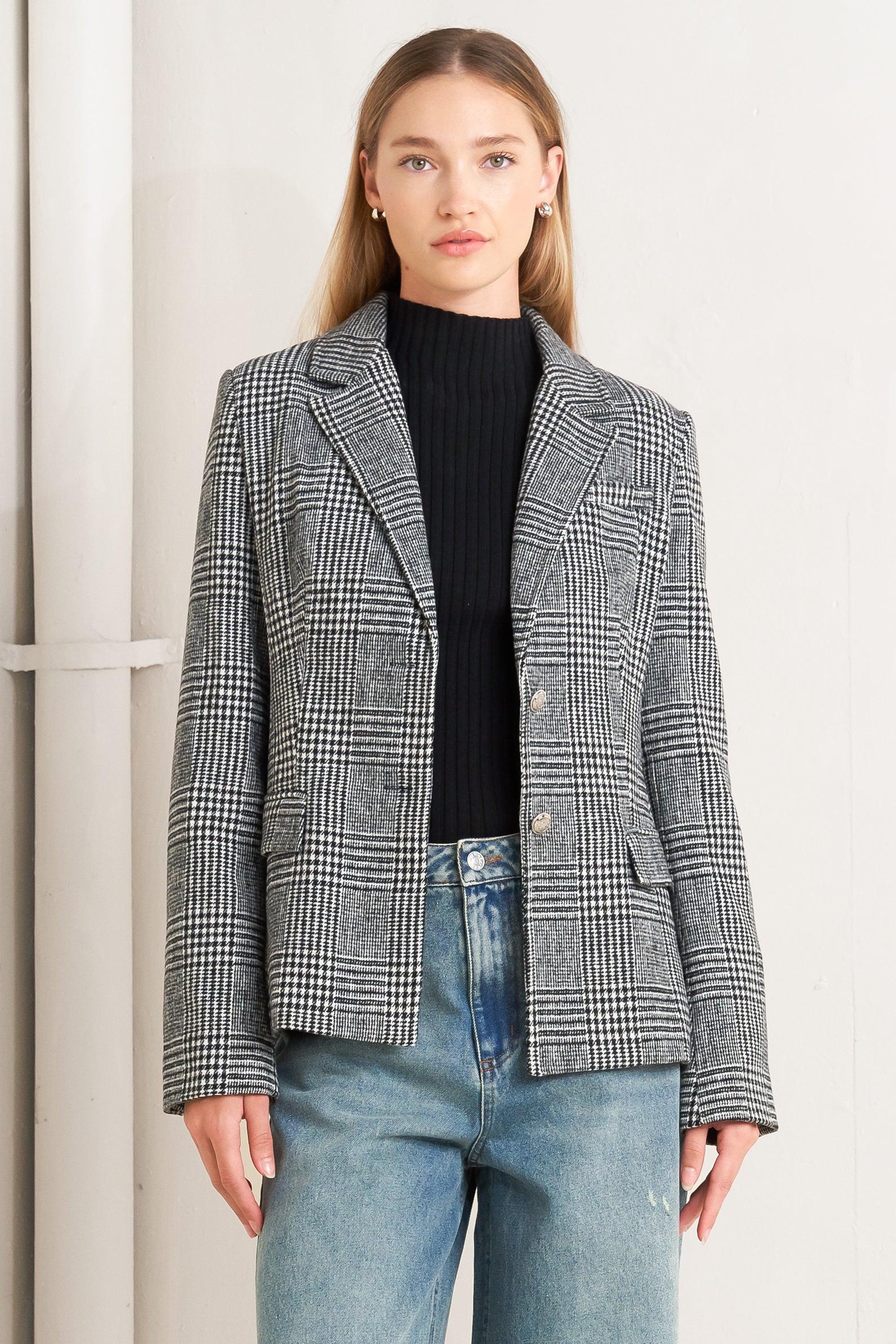 CITY CHECKLINE WOOLEN WOVEN JACKET.