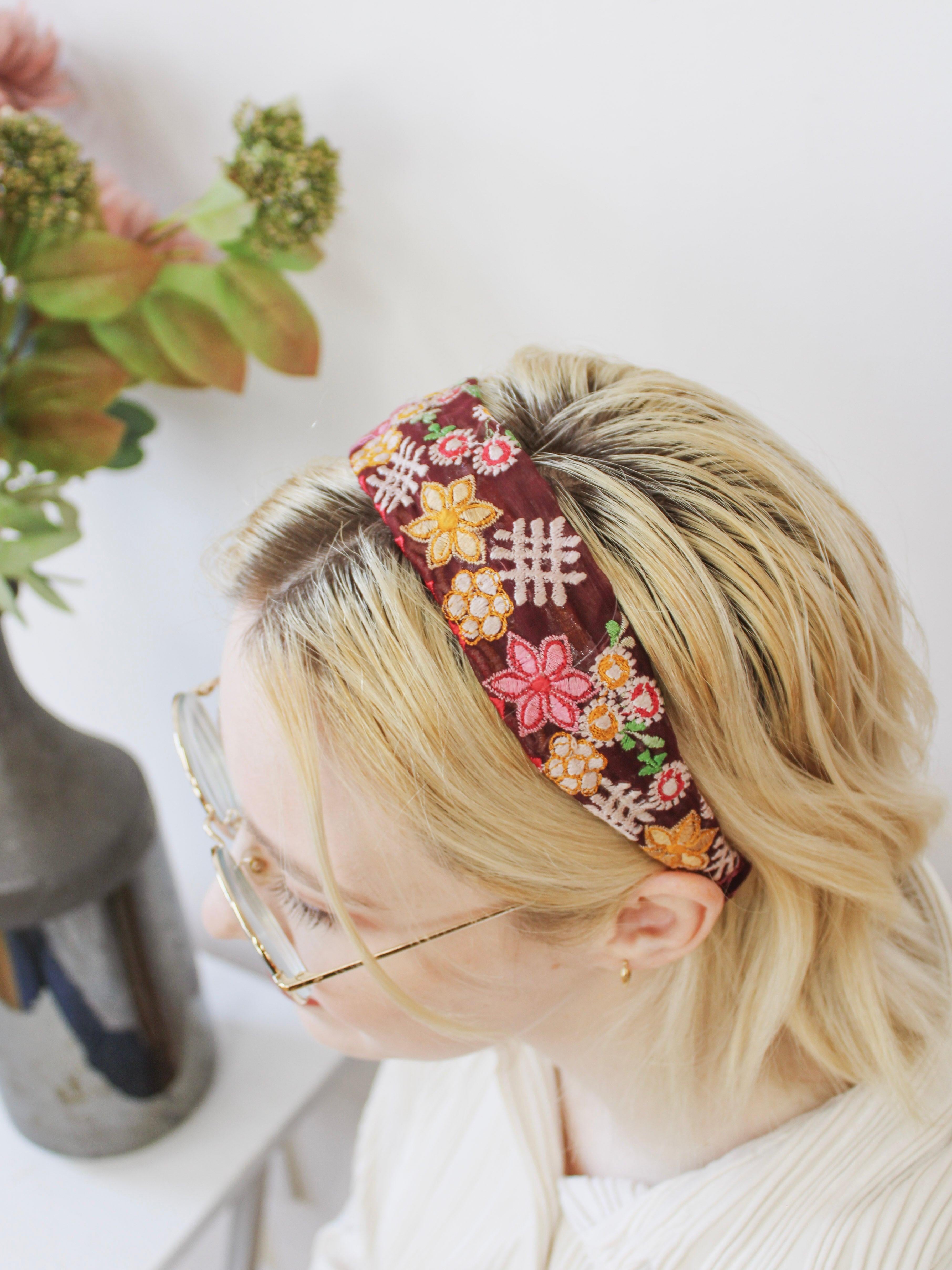 Festival Flowers Embroidered Headband.