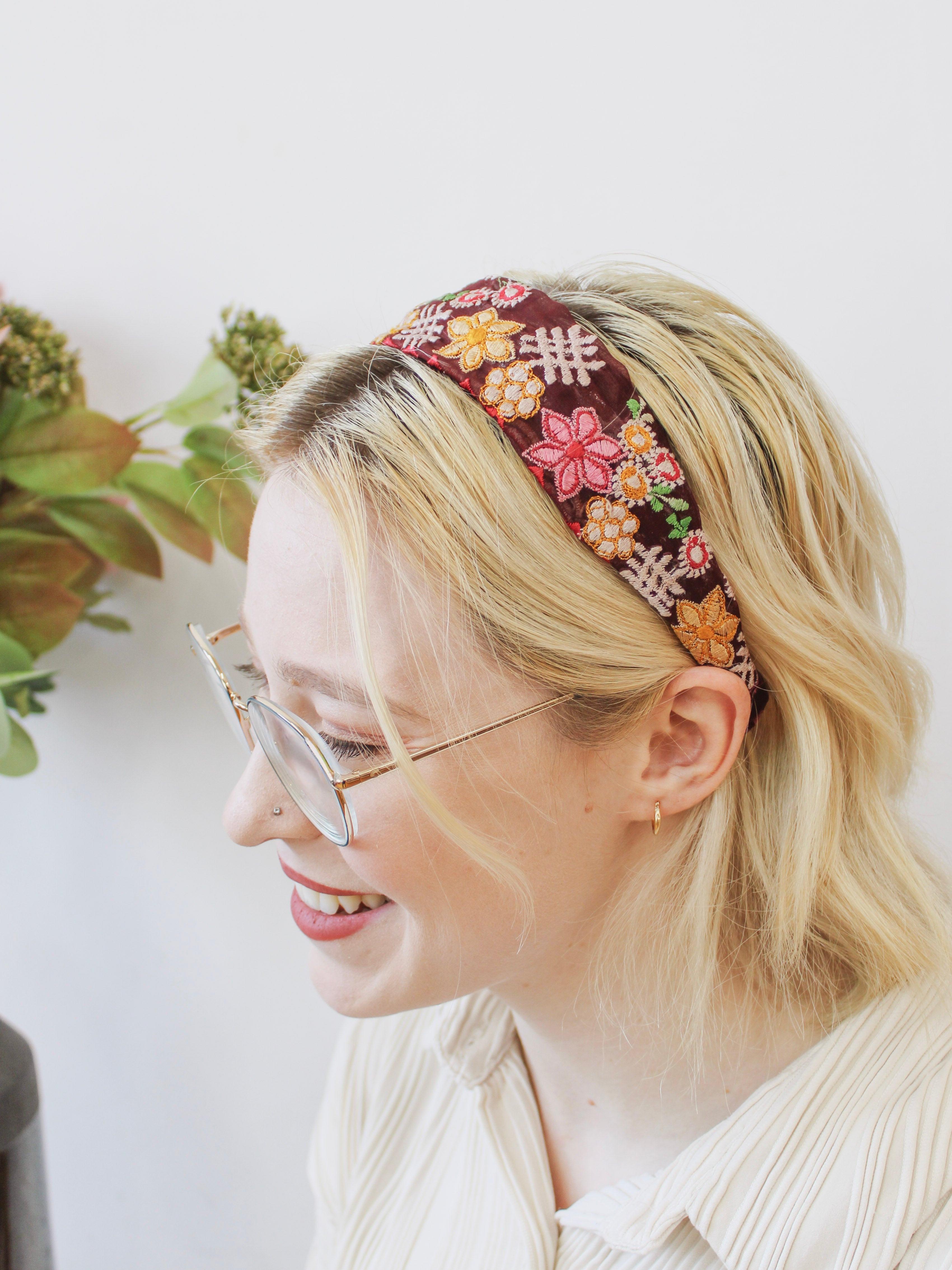 Festival Flowers Embroidered Headband.