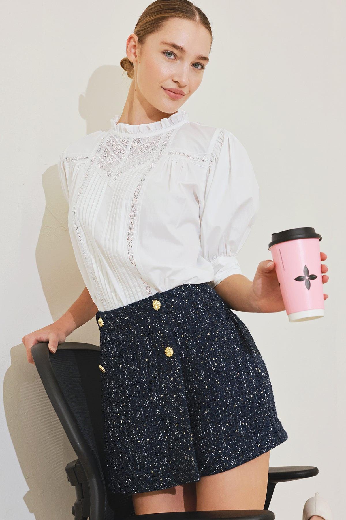 PURE POETRY VICTORIAN WOVEN TOP - Flying Tomato - TOPS - Freemarket