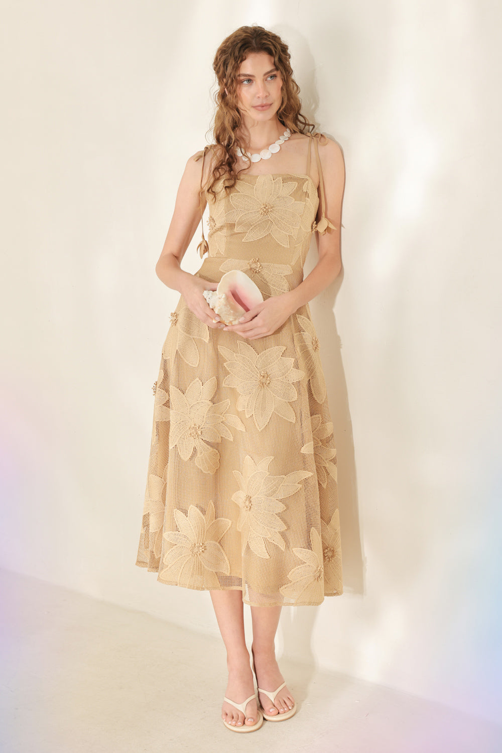 SANDY BLOOM FLORAL WOVEN LACE MIDI DRESS l FLYING TOMATO – Flying Tomato