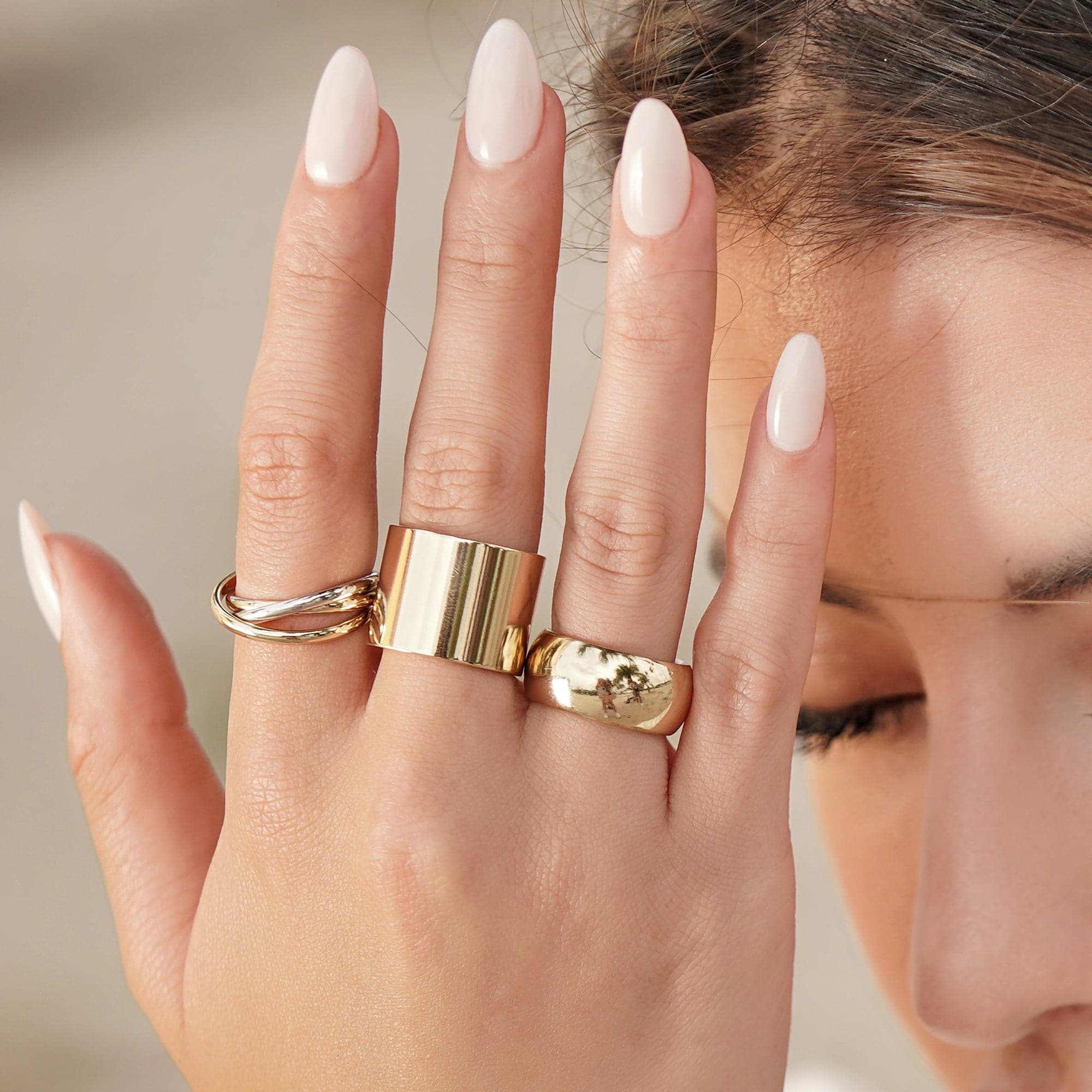 Two Toned Triple Domed Roll Ring