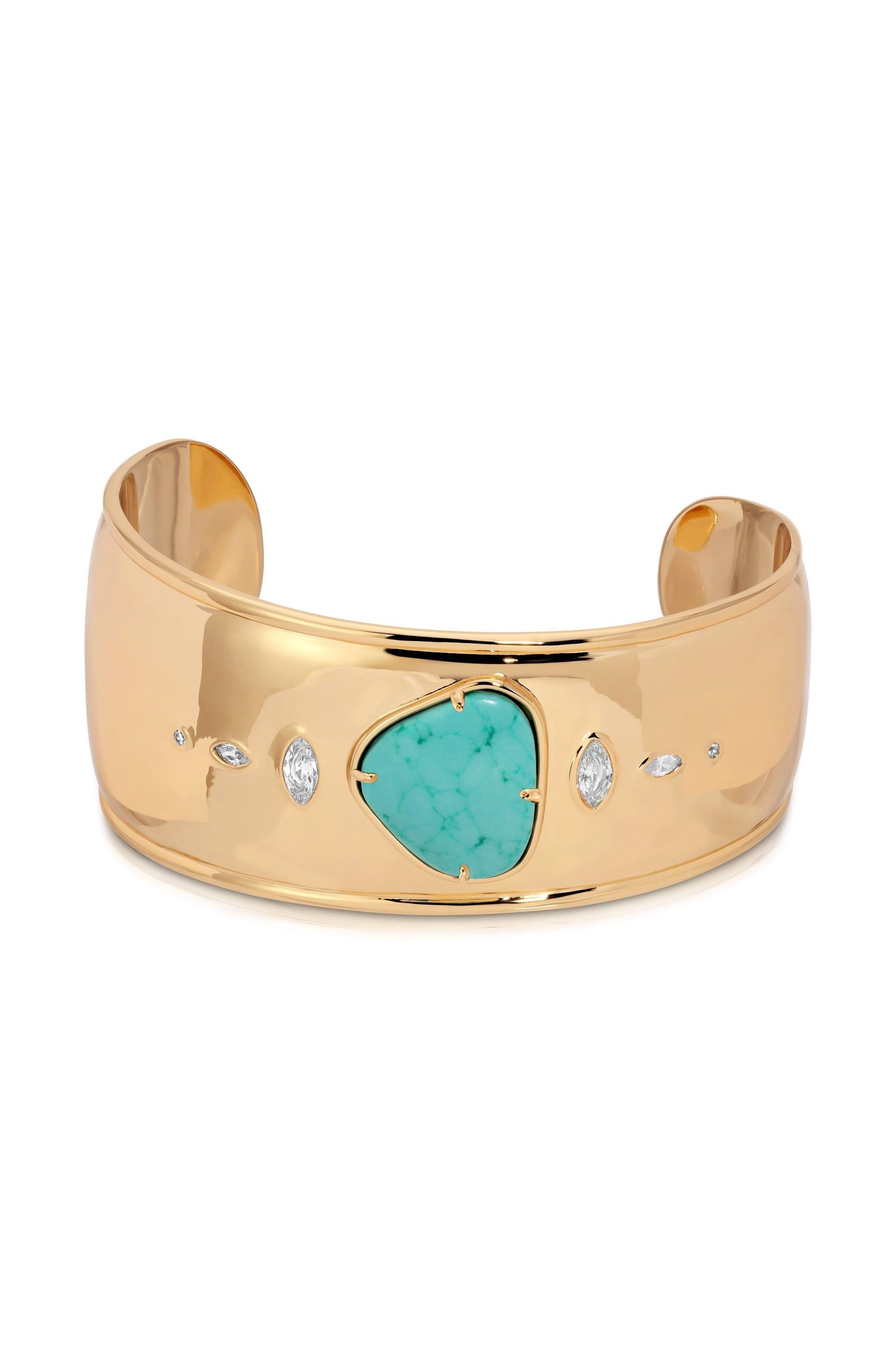 Turquoise Solstice Thick Cuff - Flying Tomato - Cuffs and Bangles - Ettika
