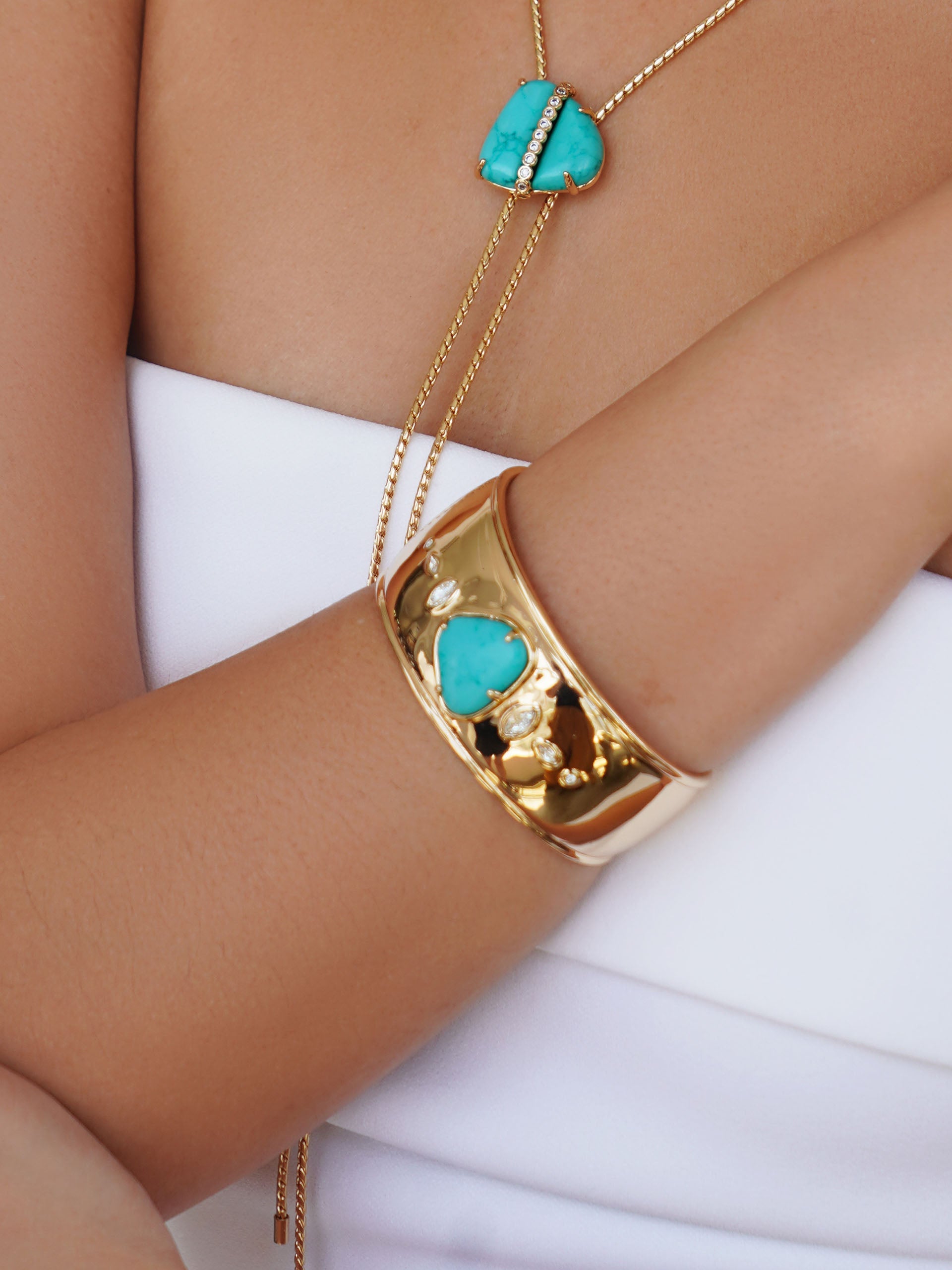 Turquoise Solstice Thick Cuff - Flying Tomato - Cuffs and Bangles - Ettika