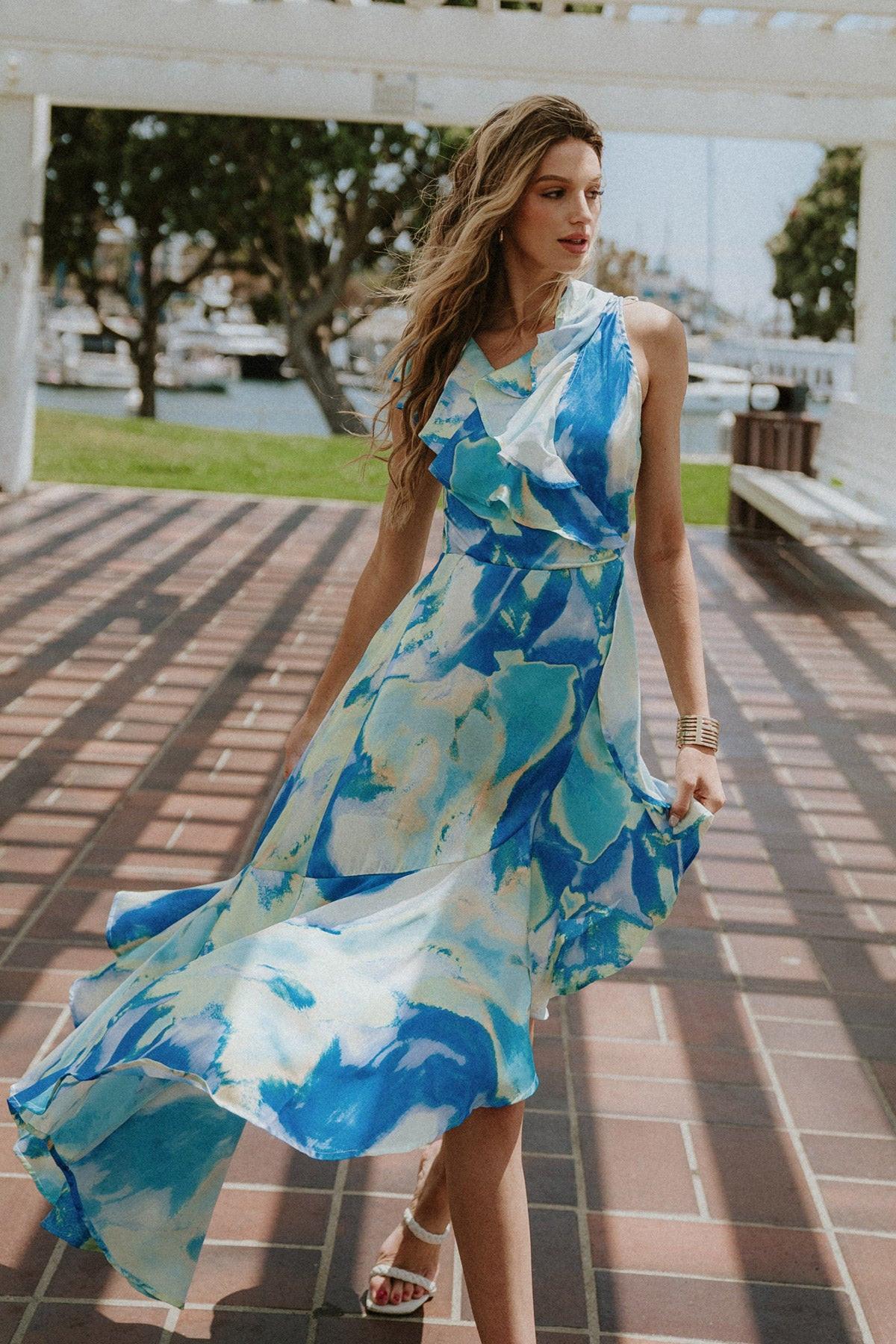 LA BEBE WOVEN SATIN MAXI DRESS.