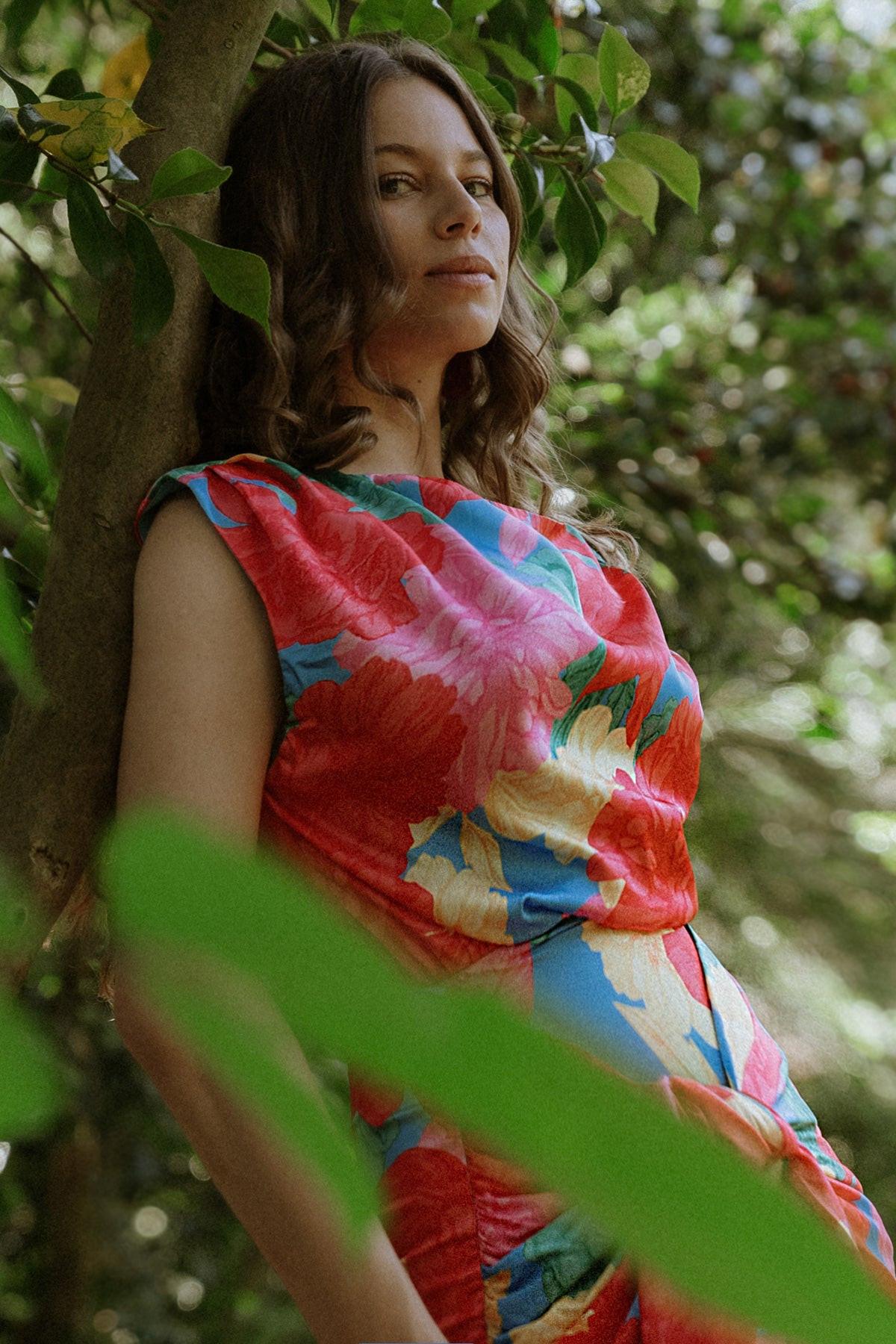 BLOOM SEASON WOVEN MINI DRESS.
