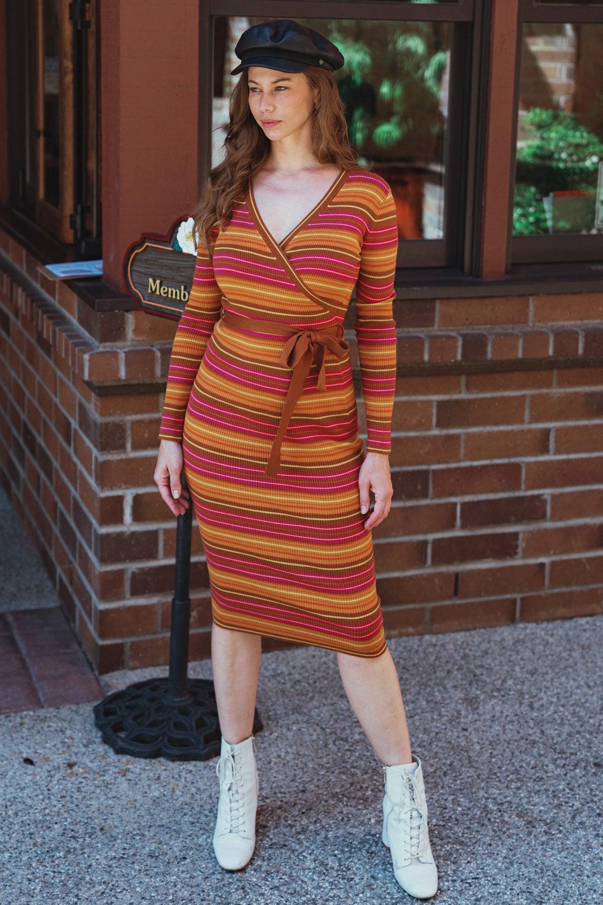 FLIRTATIOUS NATURE SWEATER MIDI DRESS.