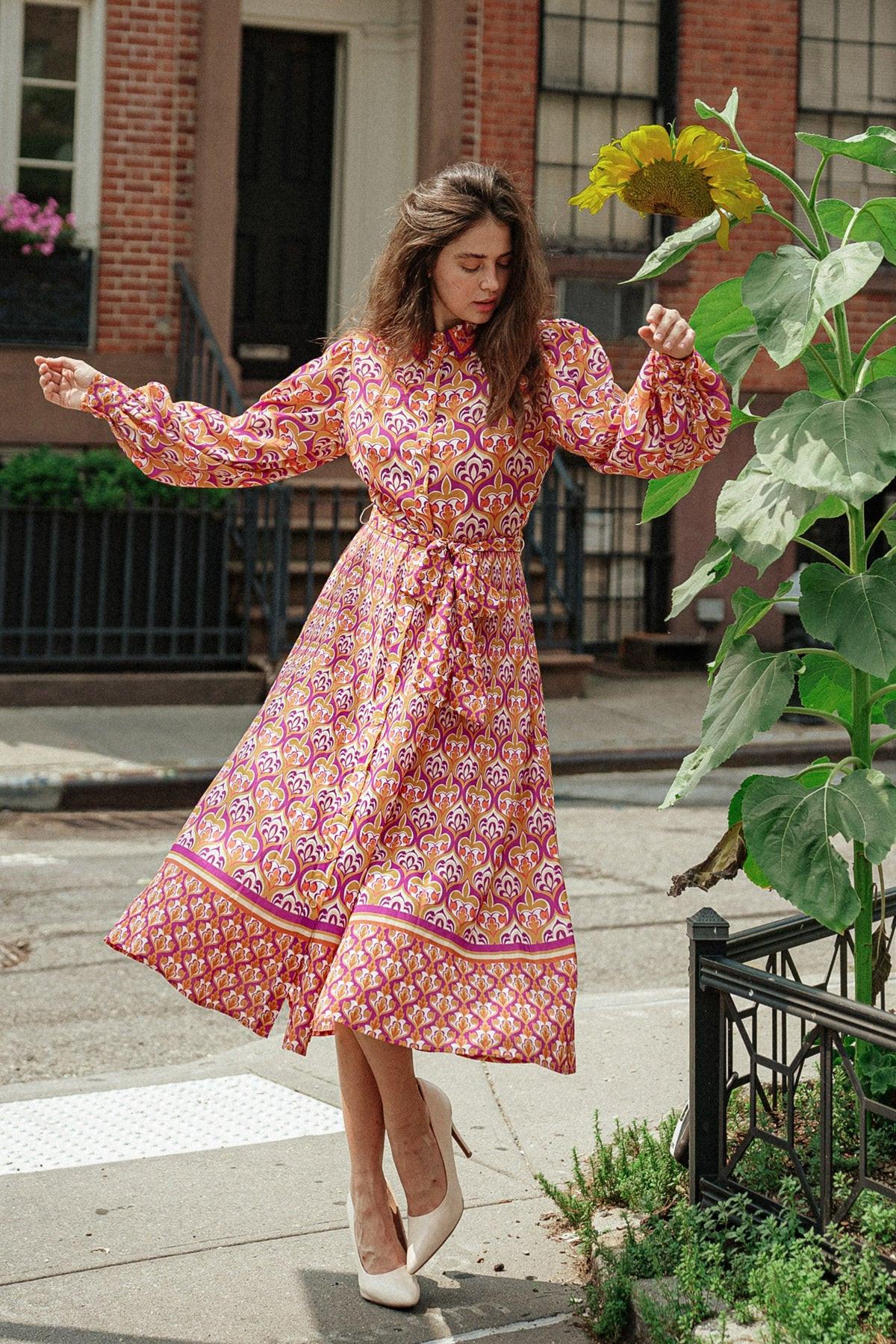 LIFETIME CELEBRATIONS WOVEN SHIRT DRESS.