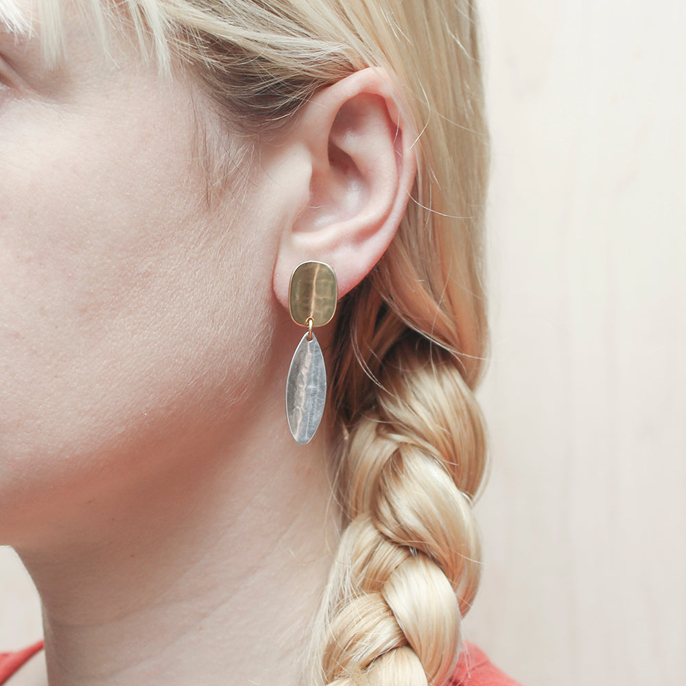 Concave Oval with Long Concave Oval Post Earring