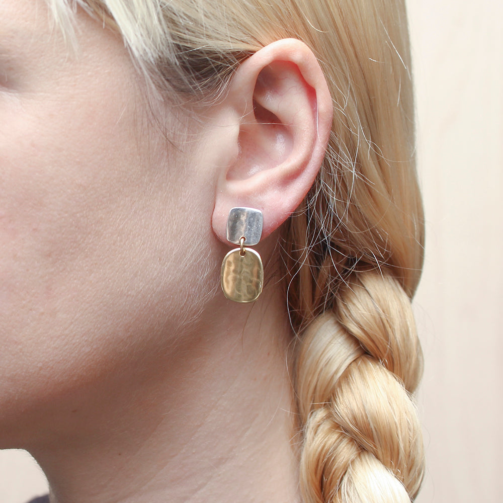 Concave Square with Oval Post Earring