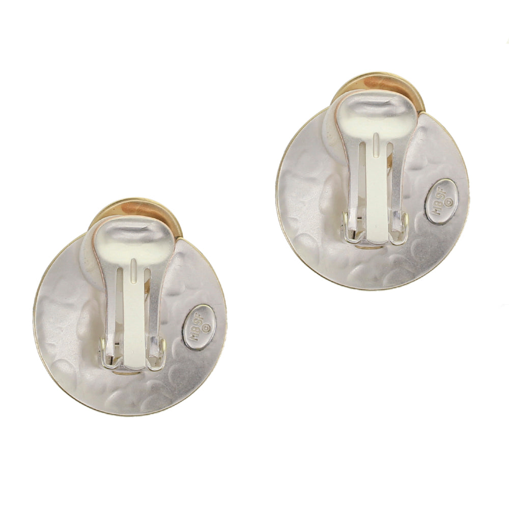 Crescent with Layered Disc Clip or Post Earrings