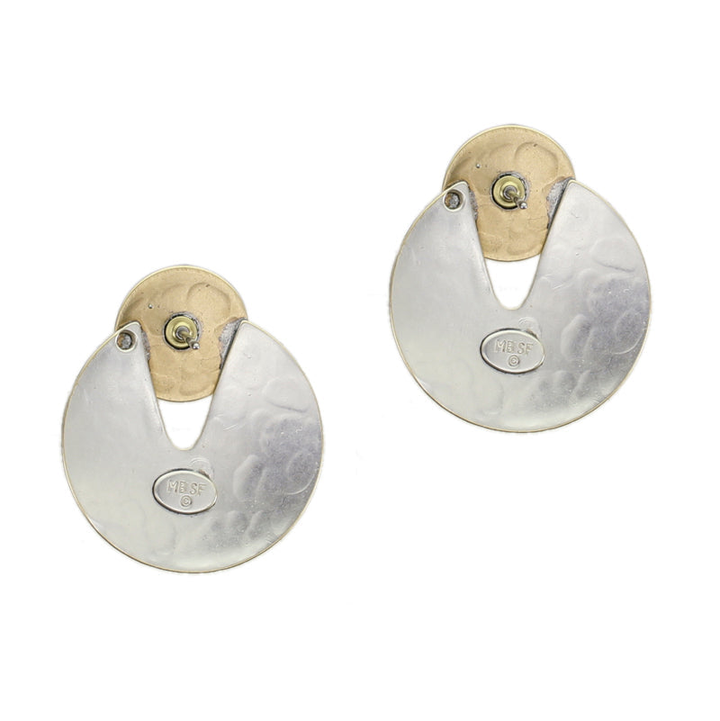 Crescent with Layered Disc Clip or Post Earrings