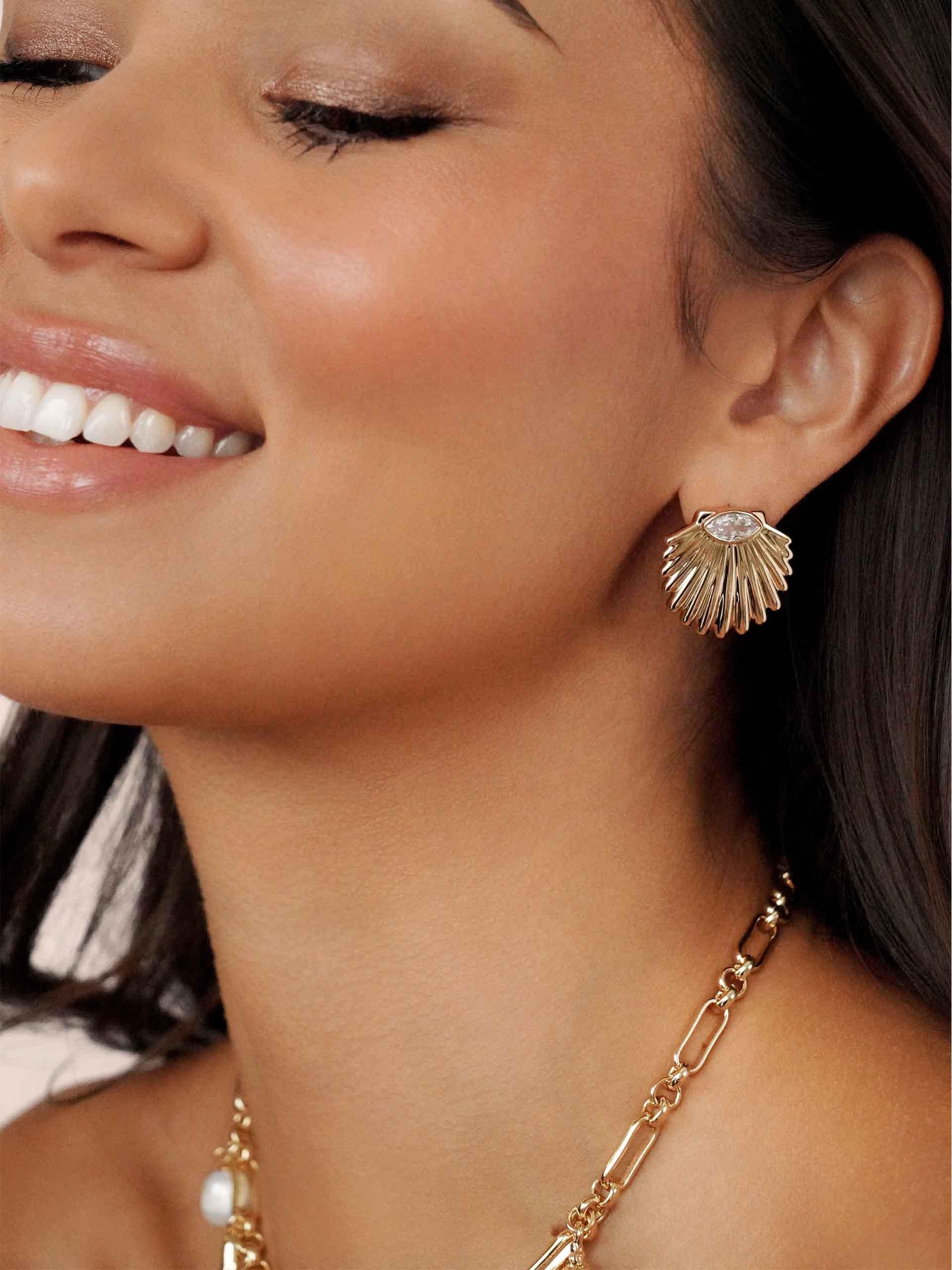 Santorini Shell Studs - Flying Tomato - Earrings - Ettika