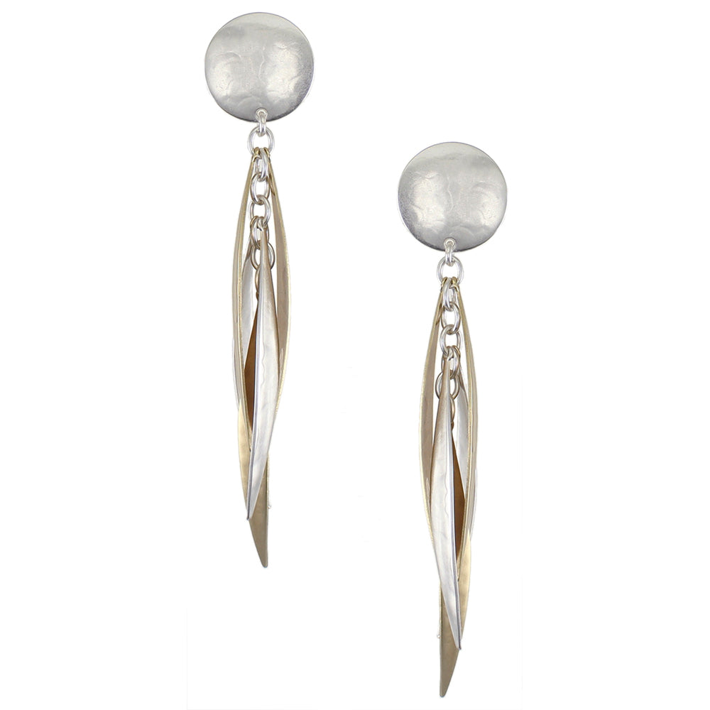 Disc with Long Tiered Leaves Earring