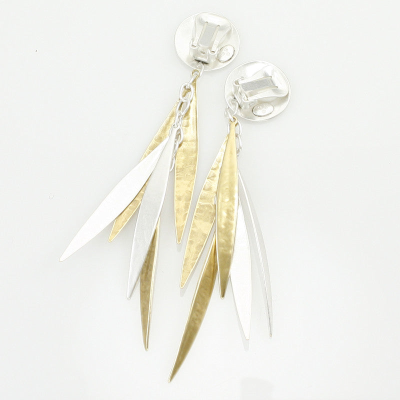 Disc with Long Tiered Leaves Earring