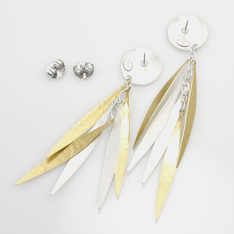 Disc with Long Tiered Leaves Earring