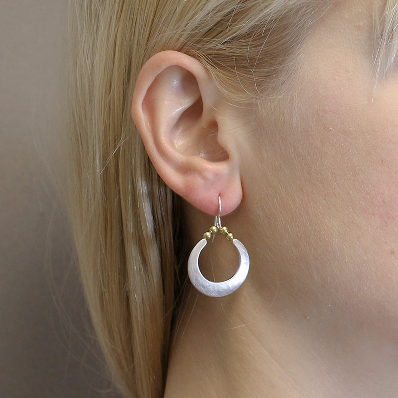 Crescent with Small Spherical Beads Earring