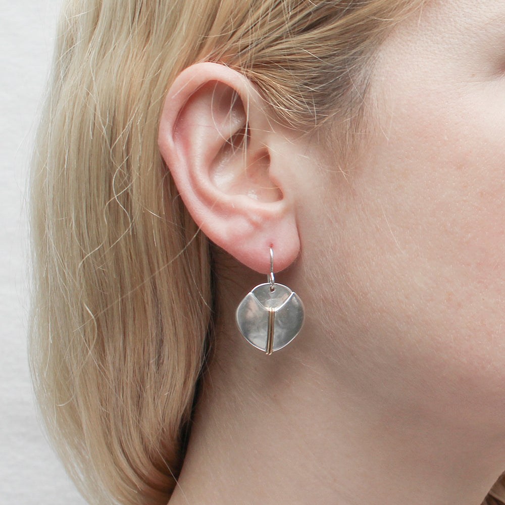 Domed Crescent with Wire Wrapping Over Dished Disc Wire Earring