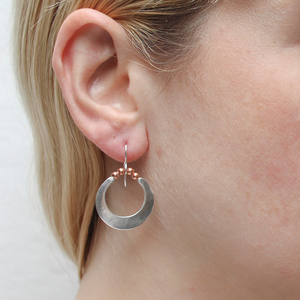 Crescent with Beads Wire Earring