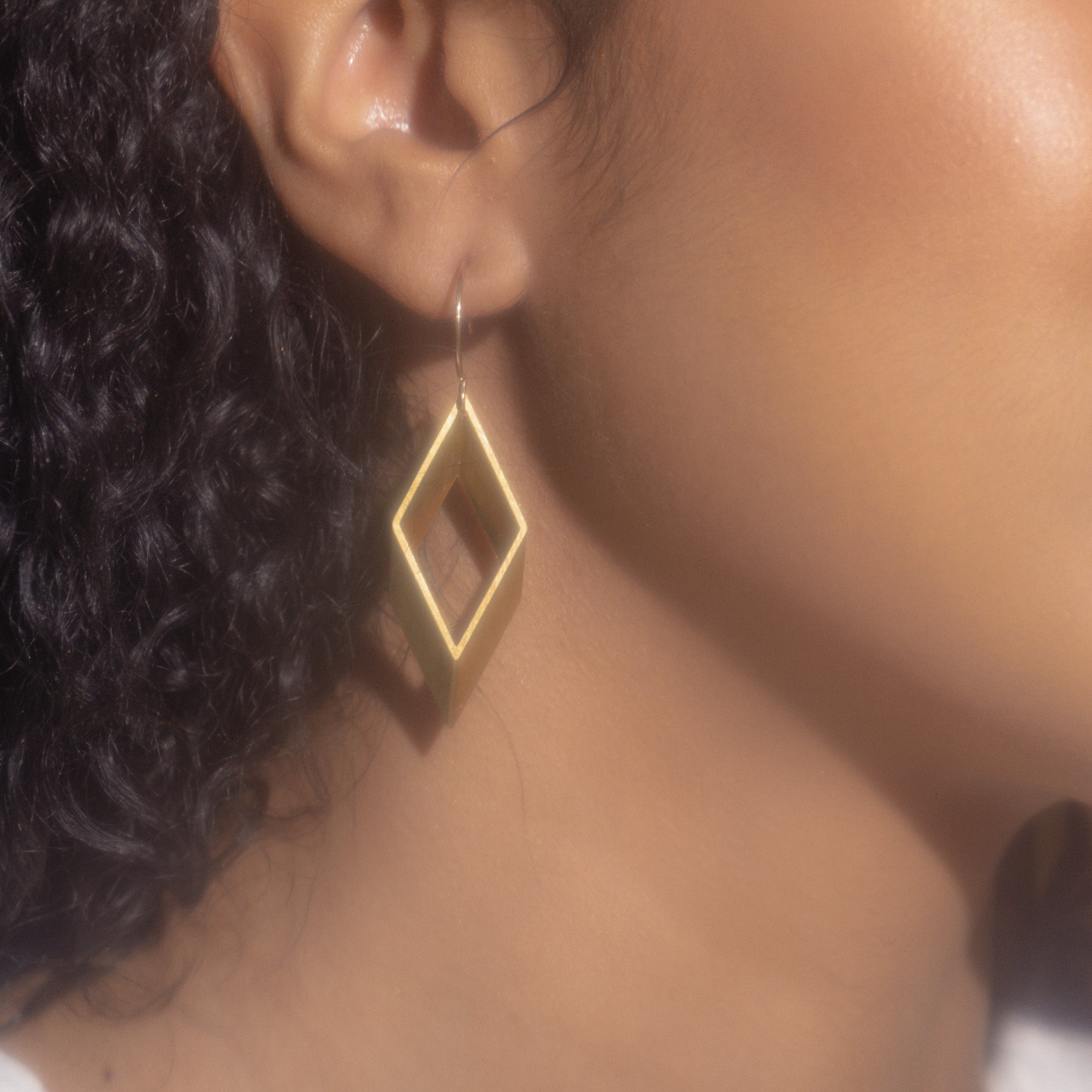 Open Brass Diamond Earrings