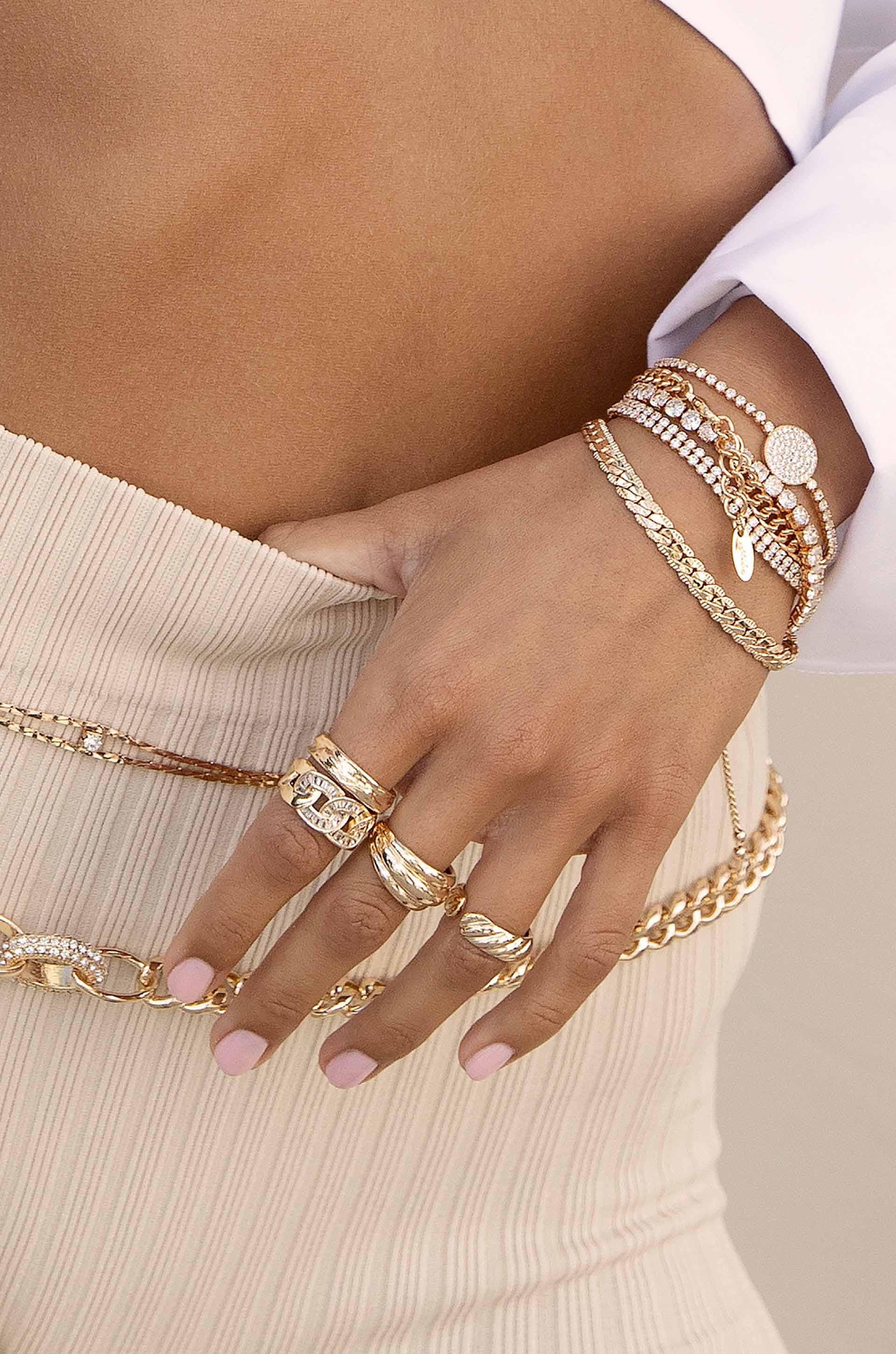 Adjustable Crystal Link Ring - Flying Tomato - Rings - Ettika