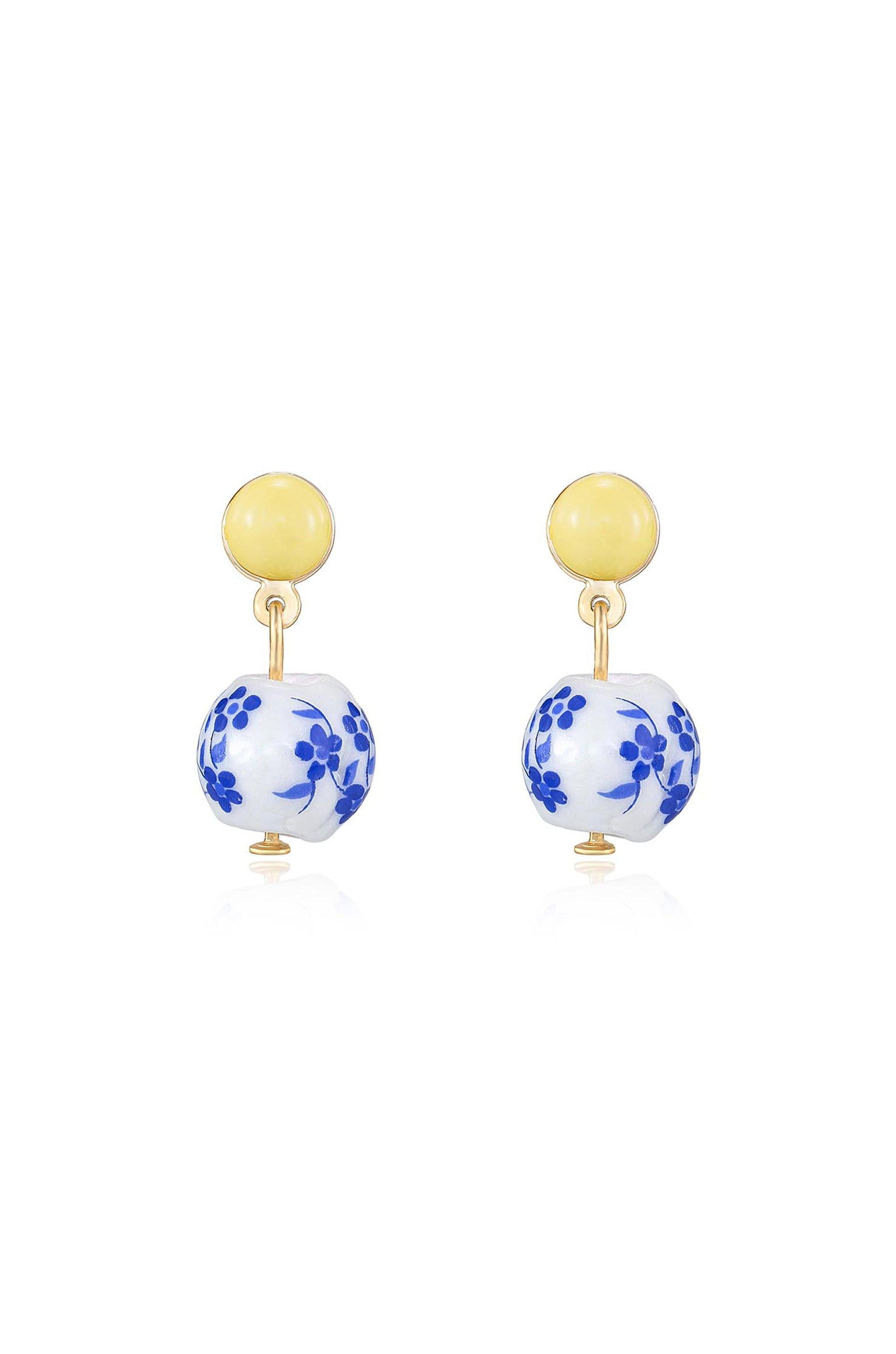 Indigo Floral Drop Earrings.