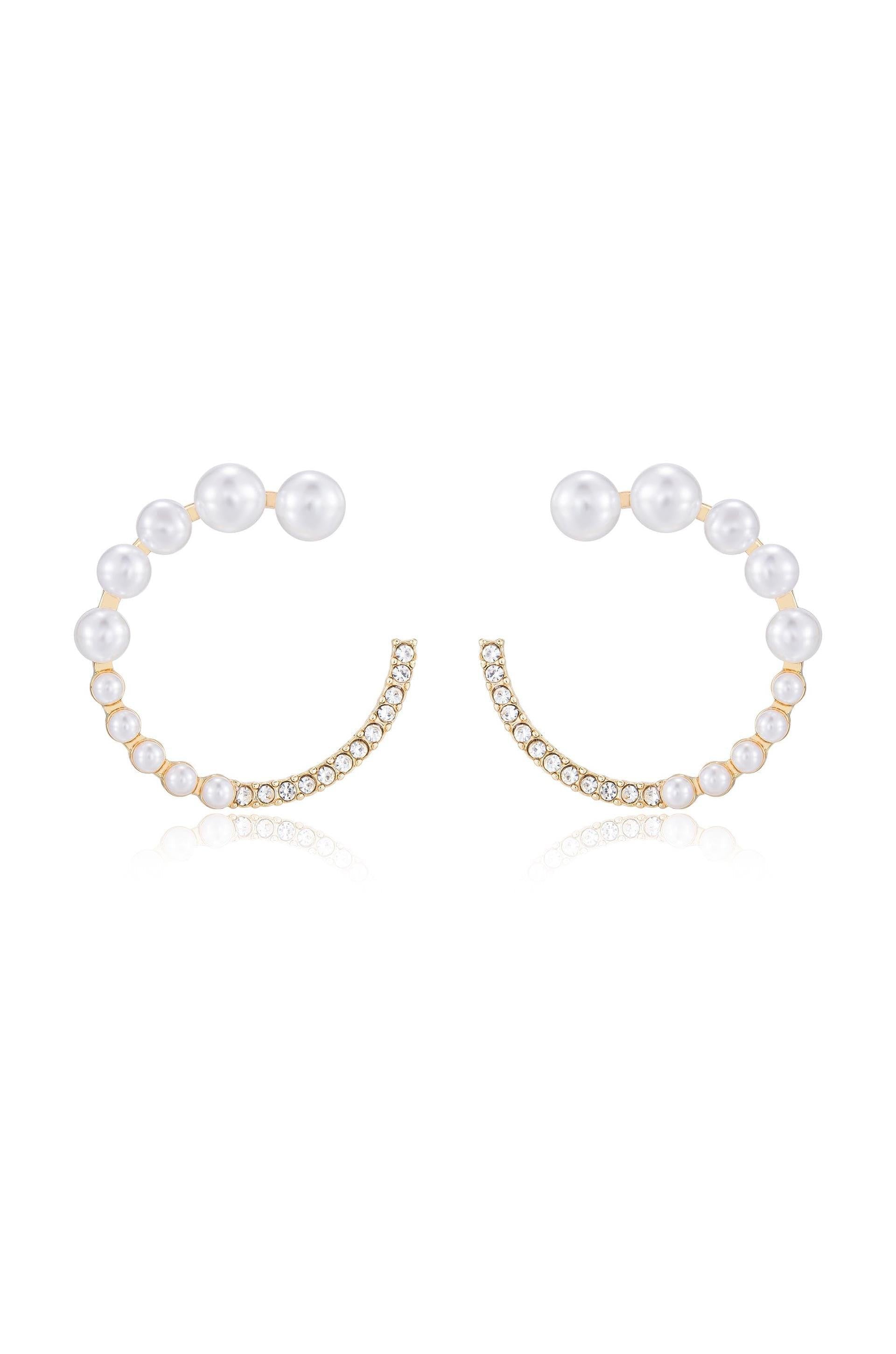 Chic Pearl And Crystal Open Circle Earrings - Flying Tomato - Earrings - Ettika