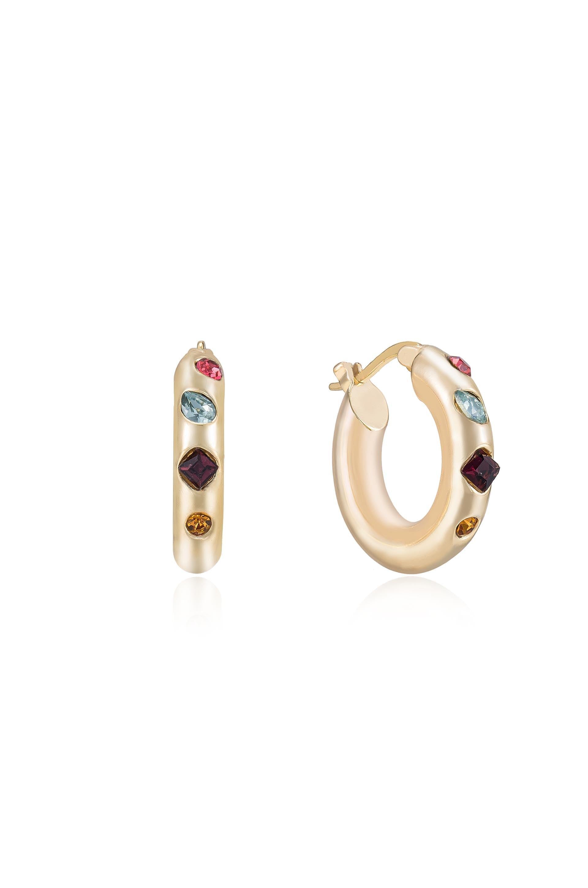 Lively Rainbow Crystal Hoop Earrings - Flying Tomato - Earrings - Ettika