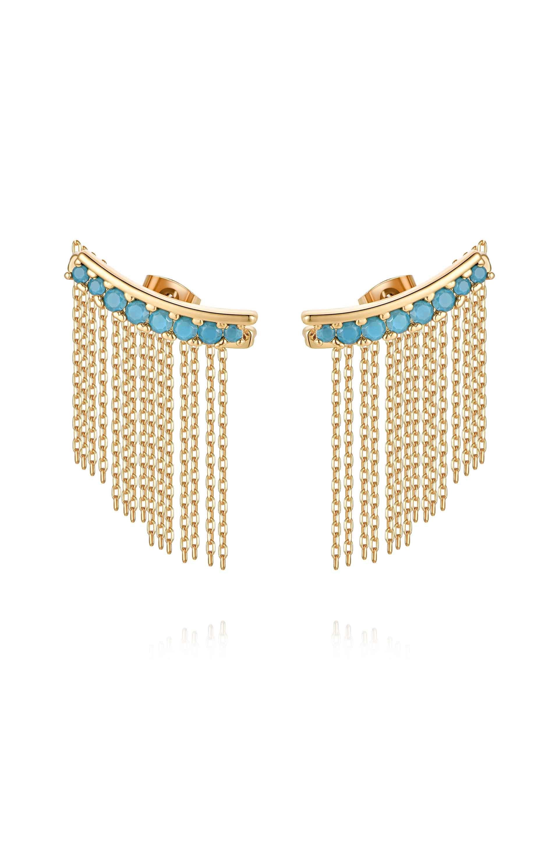 Turquoise Crystal Ear Crawler - Flying Tomato - Earrings - Ettika