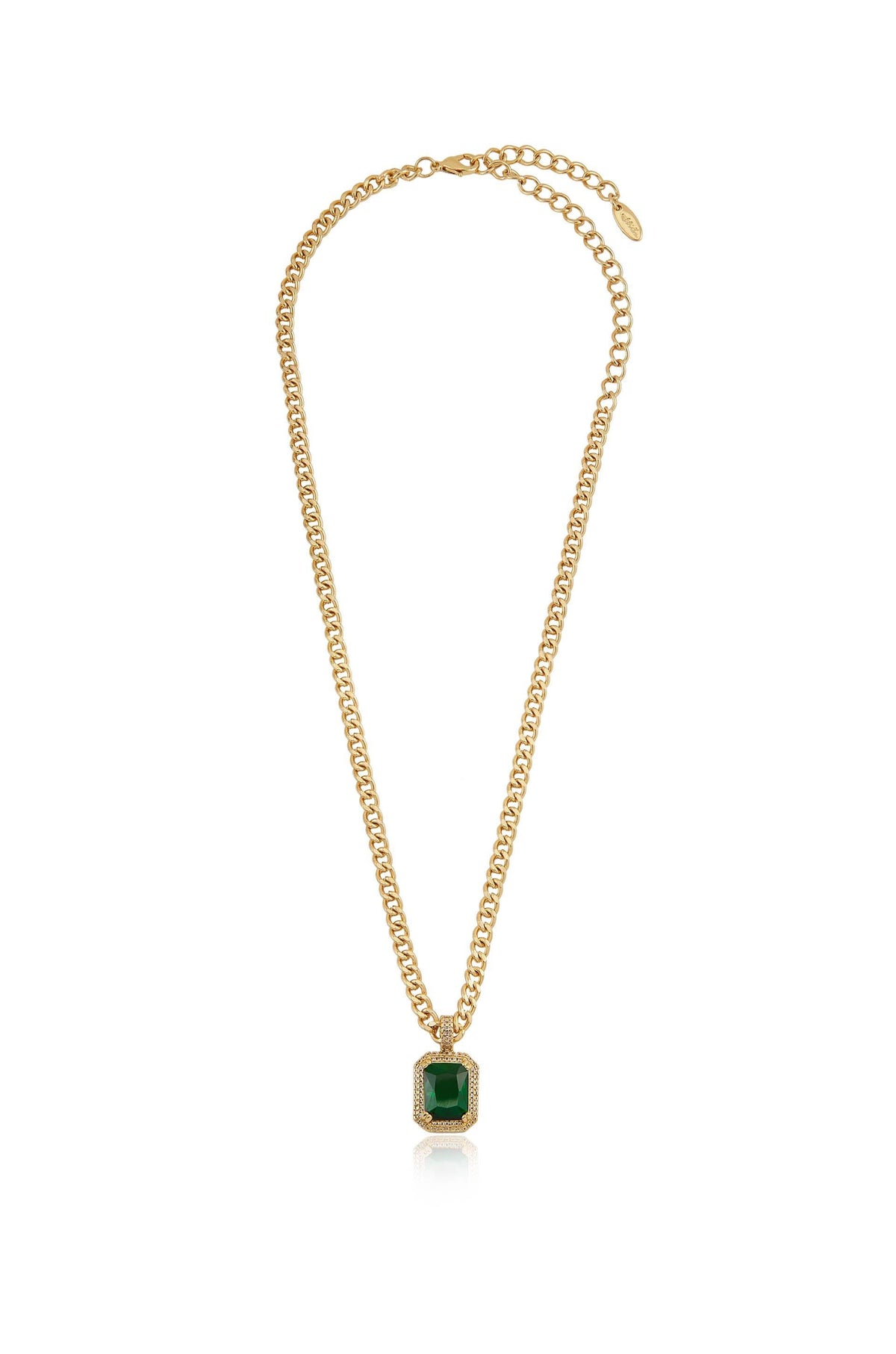 Emerald Stone Pendant Link Necklace - Flying Tomato - Necklaces - Ettika