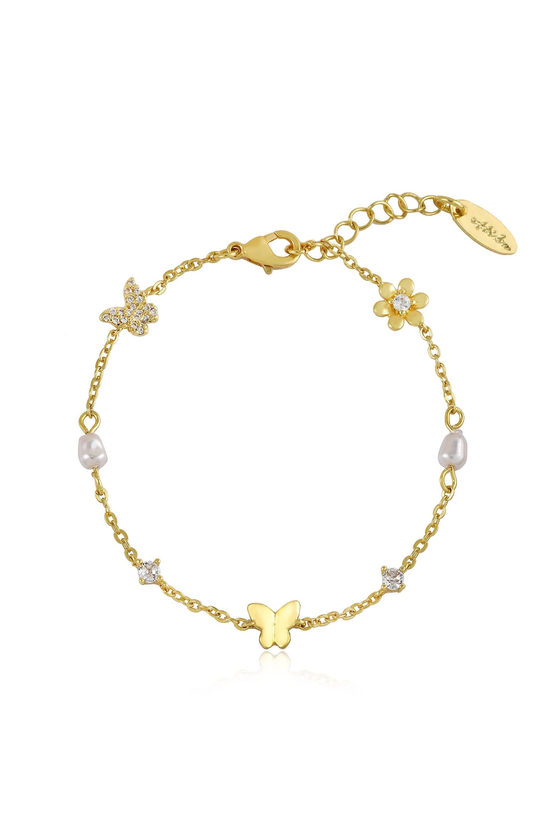 Subtle Butterflies and Pearl Bracelet - Flying Tomato - Bracelets - Ettika