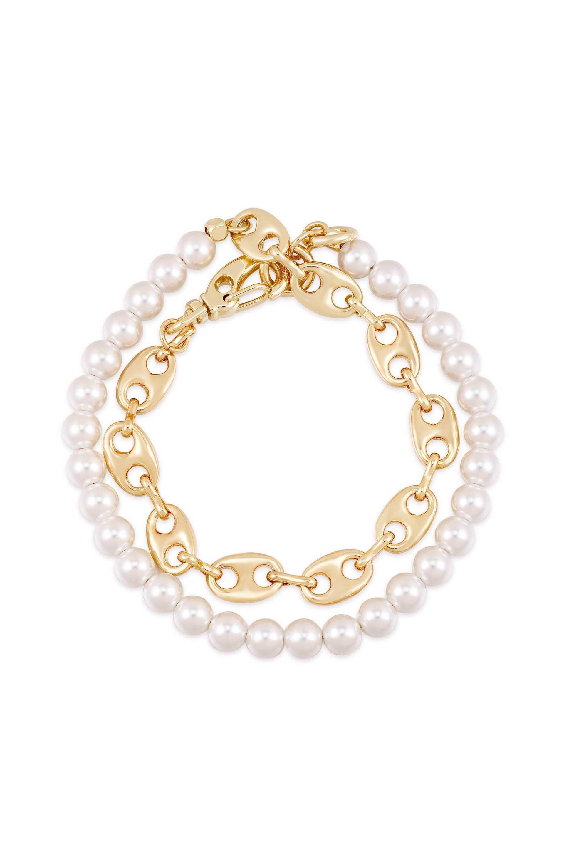 Pearl and Chain Wrap Bracelet - Flying Tomato - Bracelets - Ettika