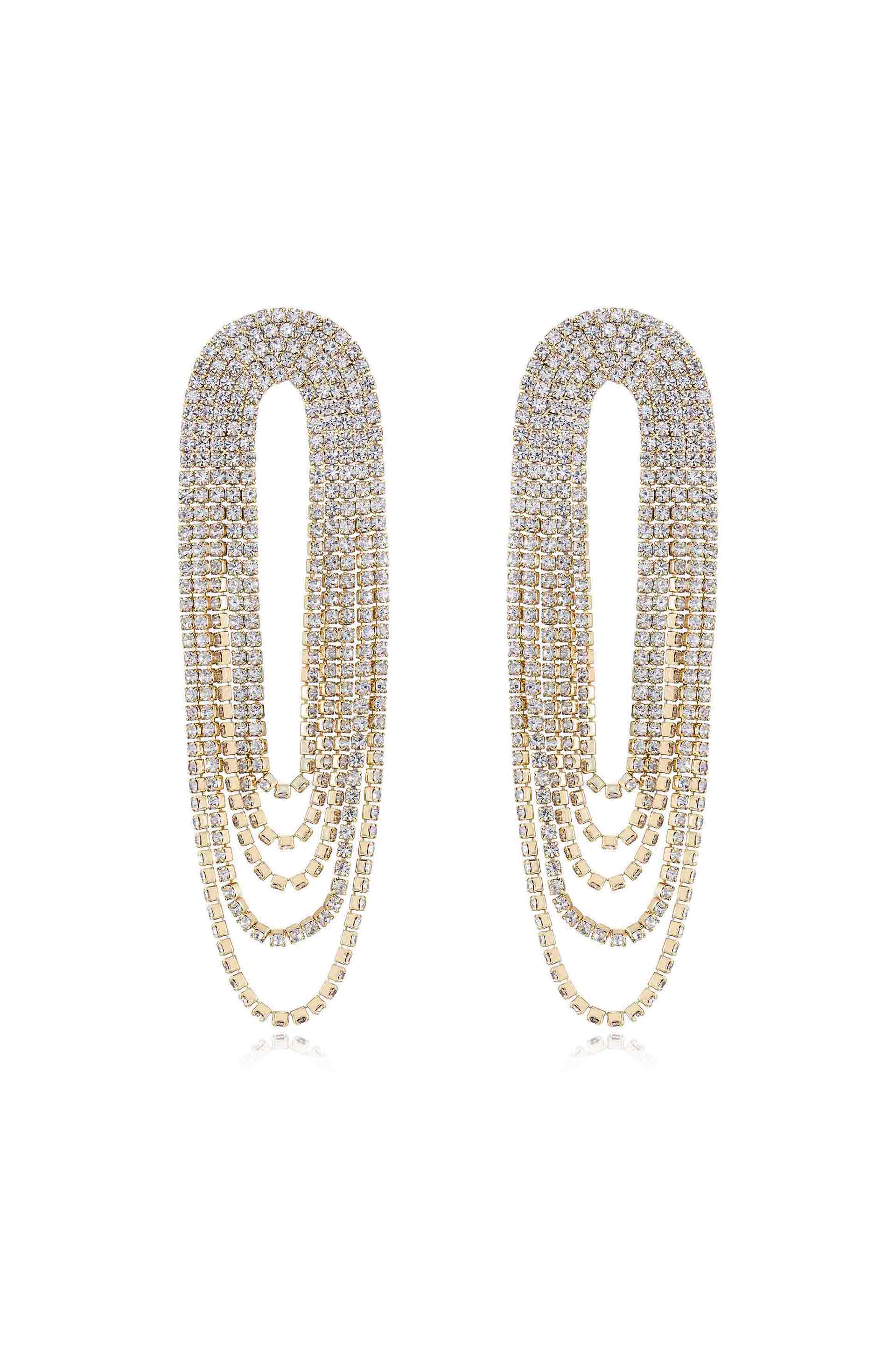 Crystal Drape Fringe Earrings