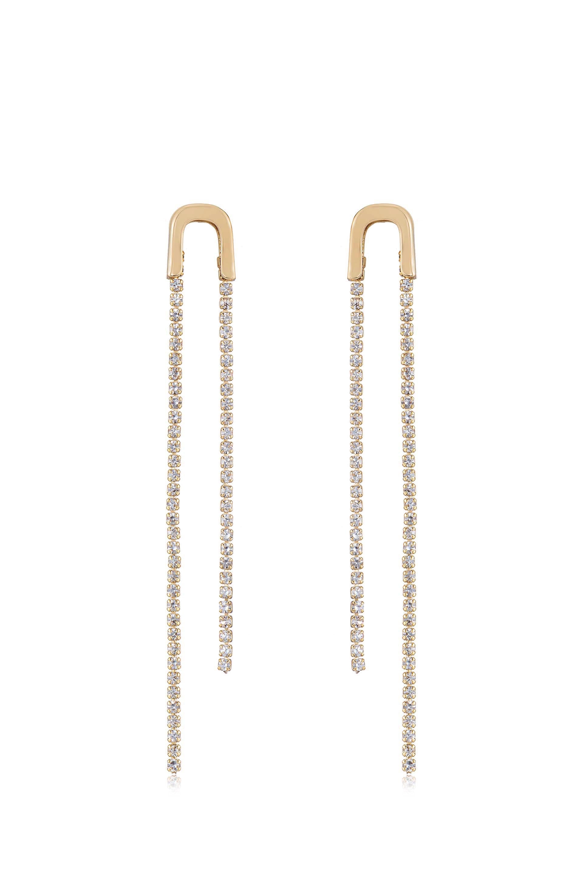 Double Crystal Chain Drop Earrings