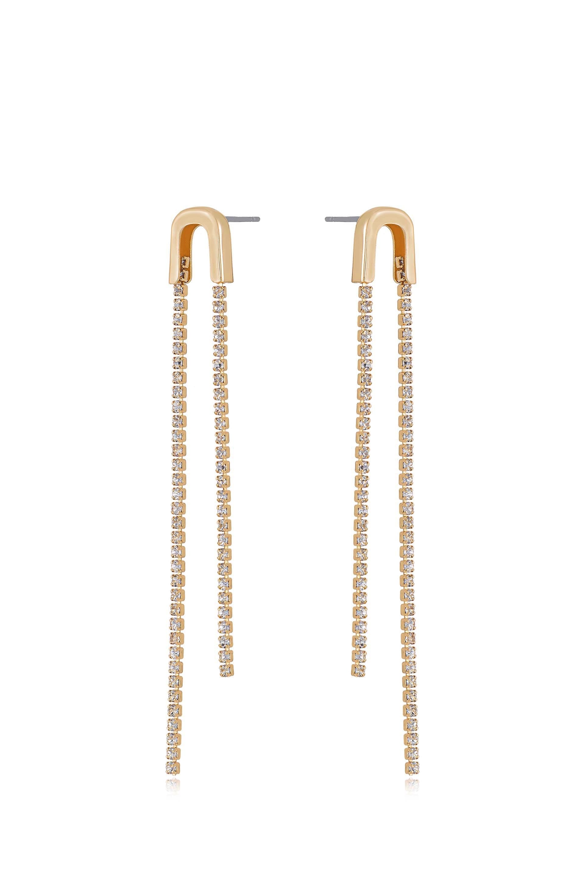 Double Crystal Chain Drop Earrings