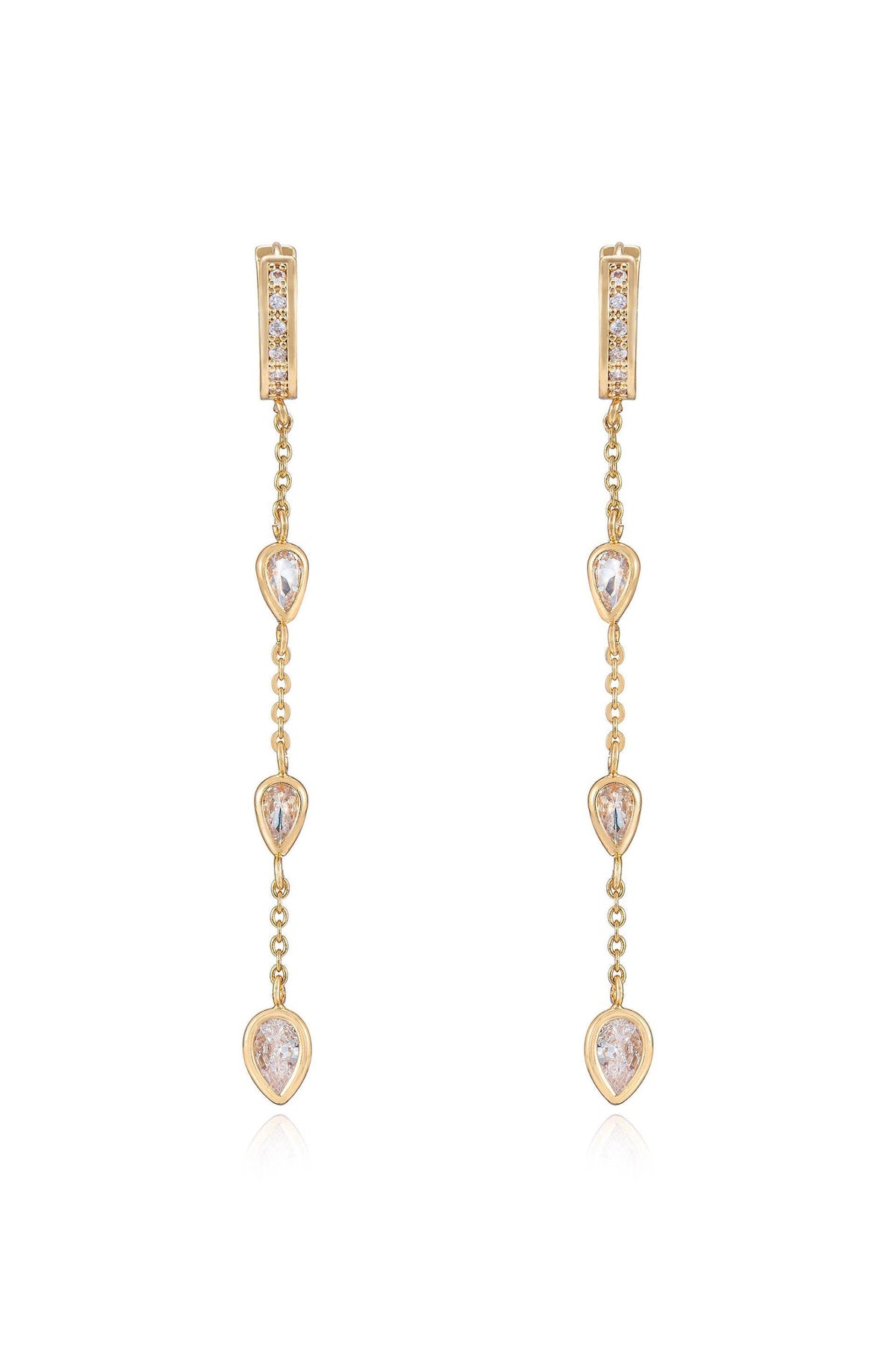 Bezel Crystal Huggie Dangle Earrings - Flying Tomato - Earrings - Ettika