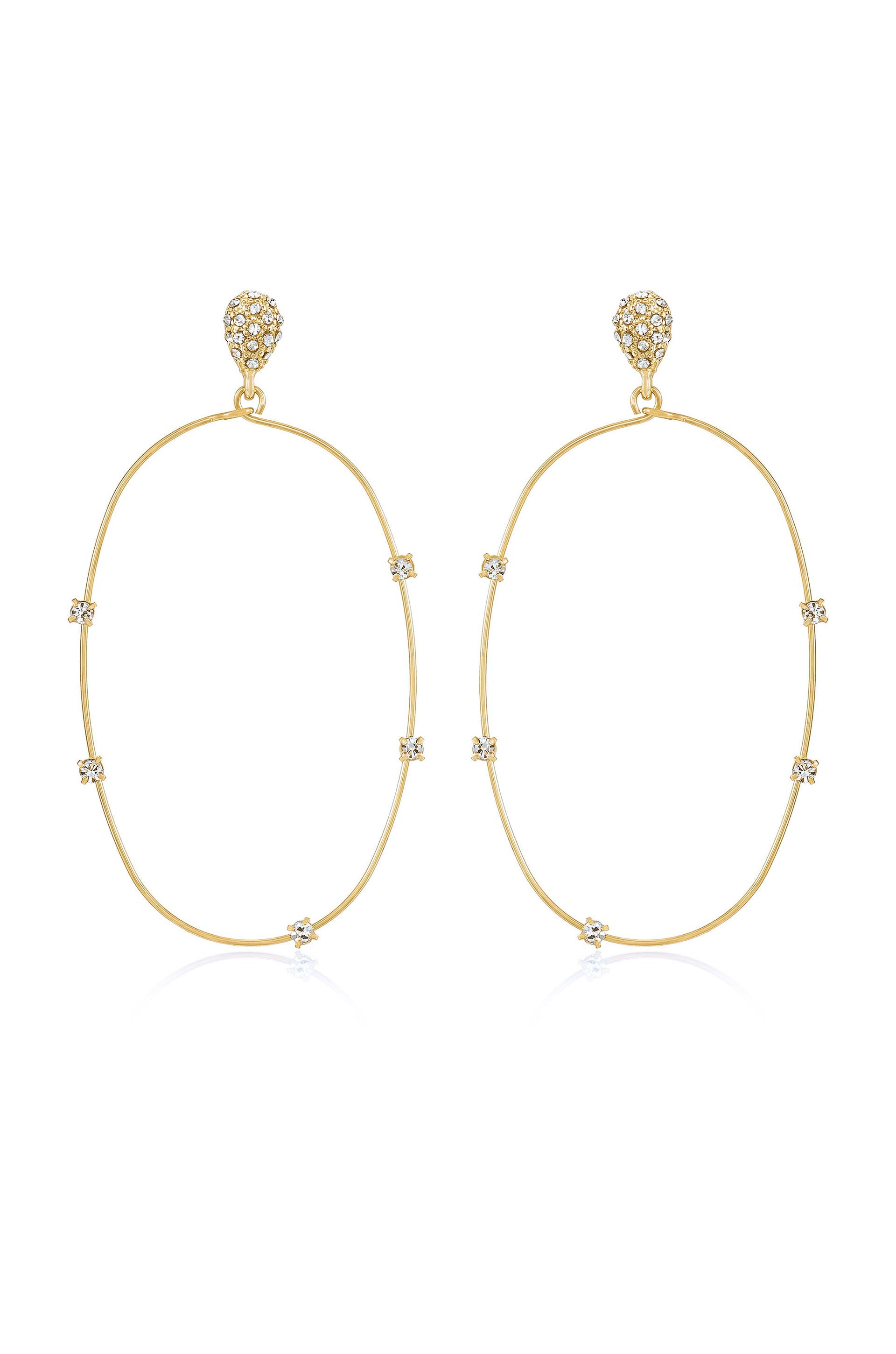 Delicate Crystal Large Oval Hoop Earrings