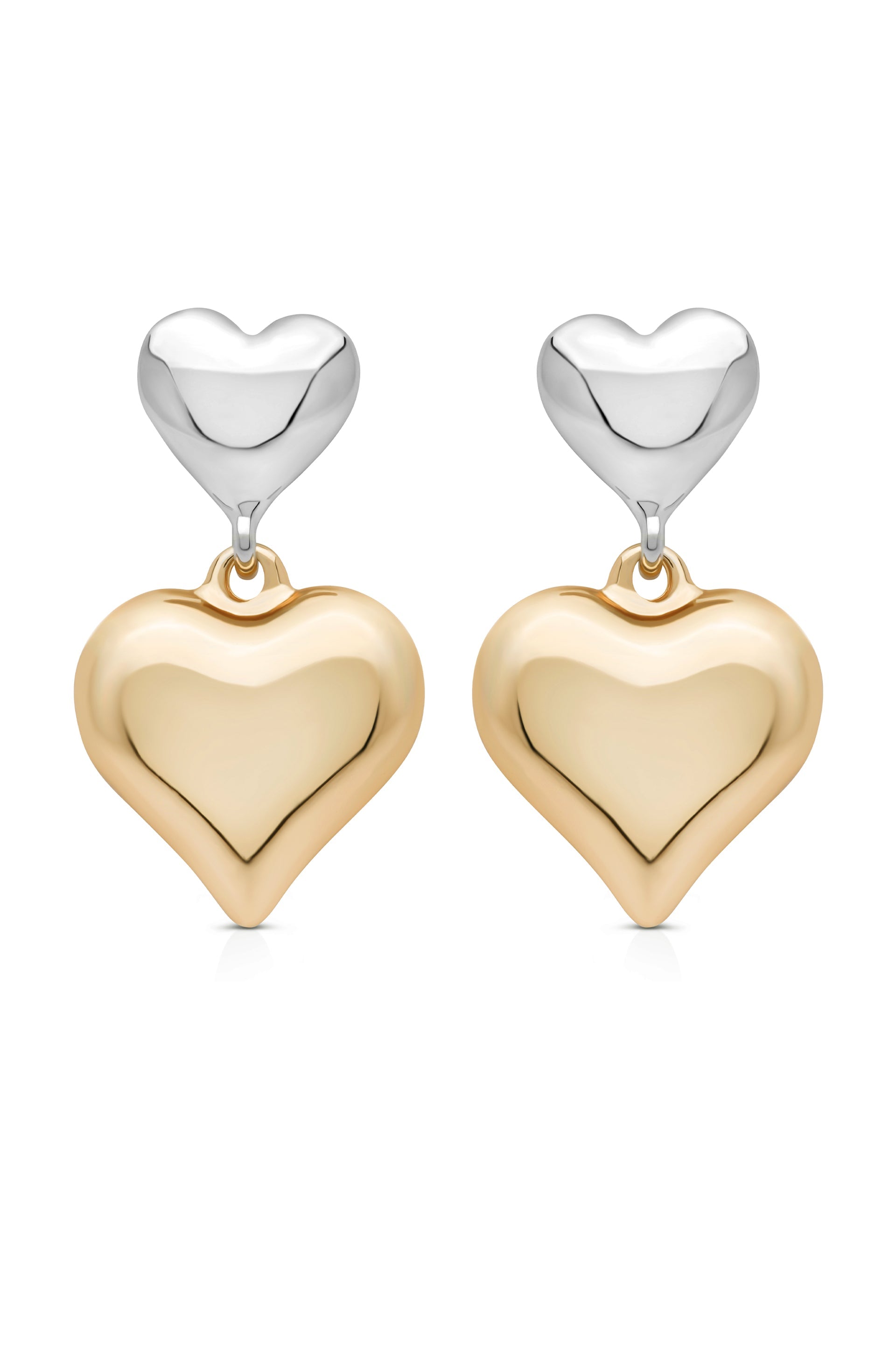 Dangling Mixed Metal Heart Earrings