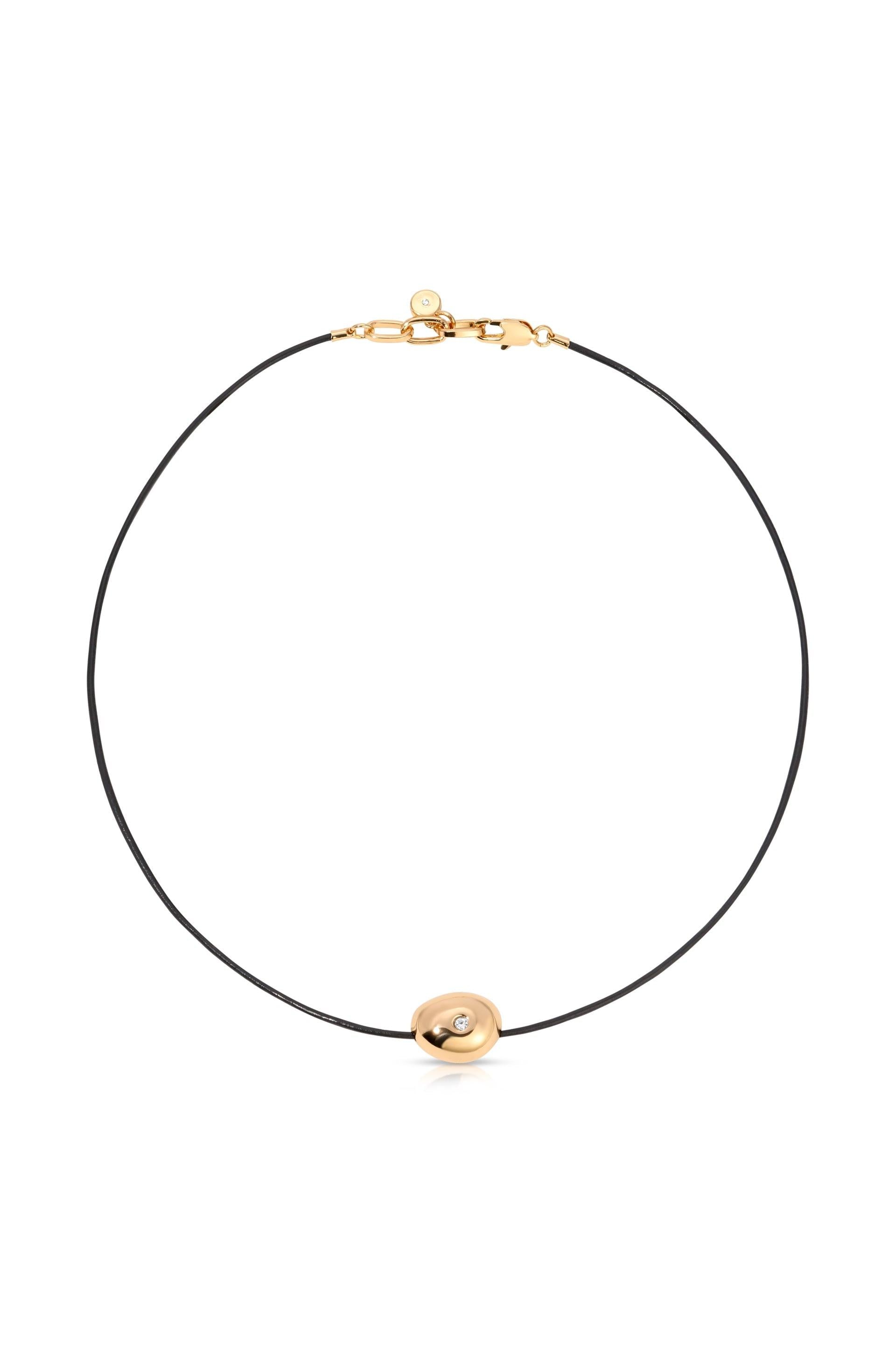 Polished Pebble Leather Pendant Necklace.