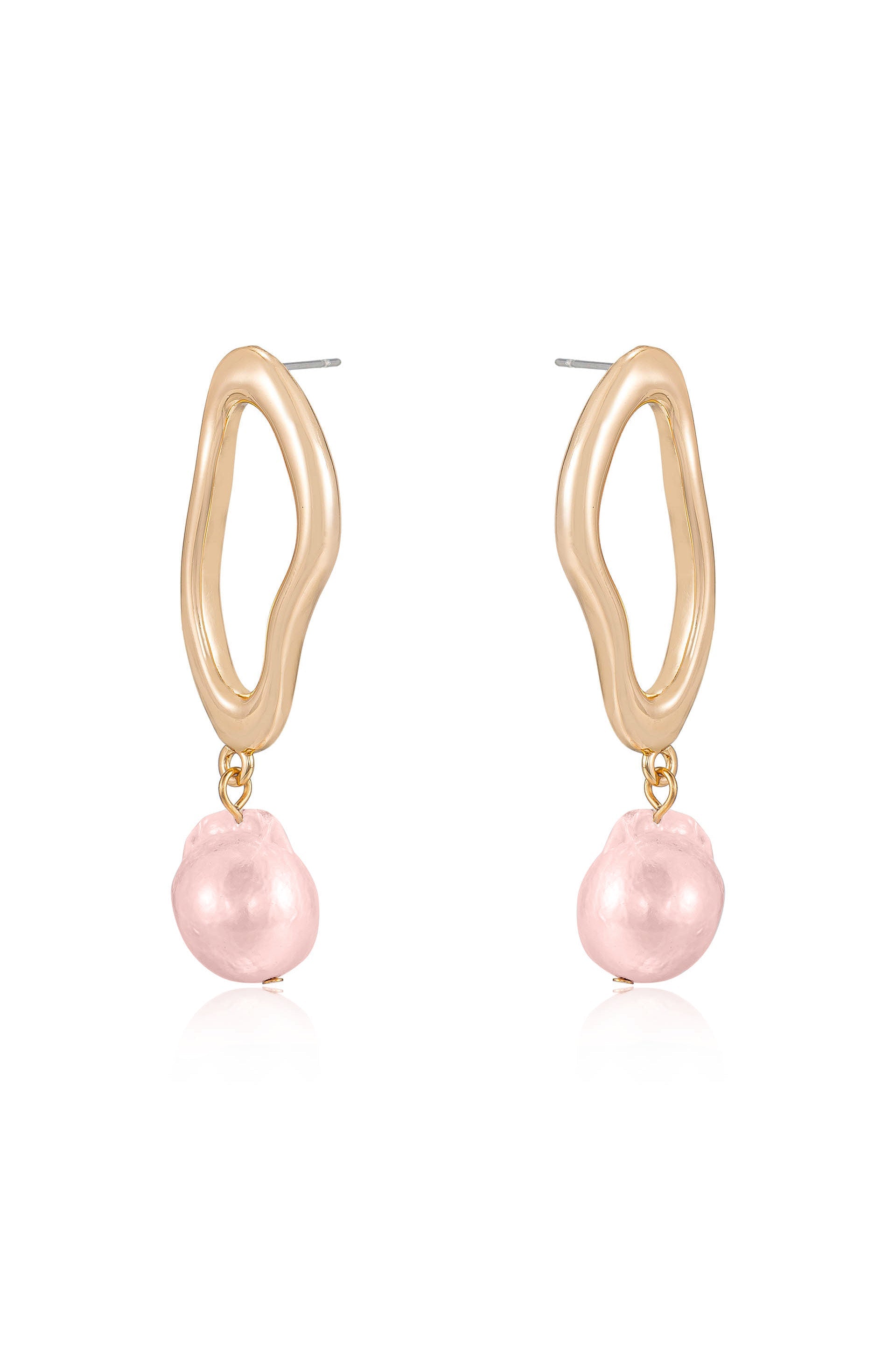 Open Circle Freshwater Pearl Dangle Earrings