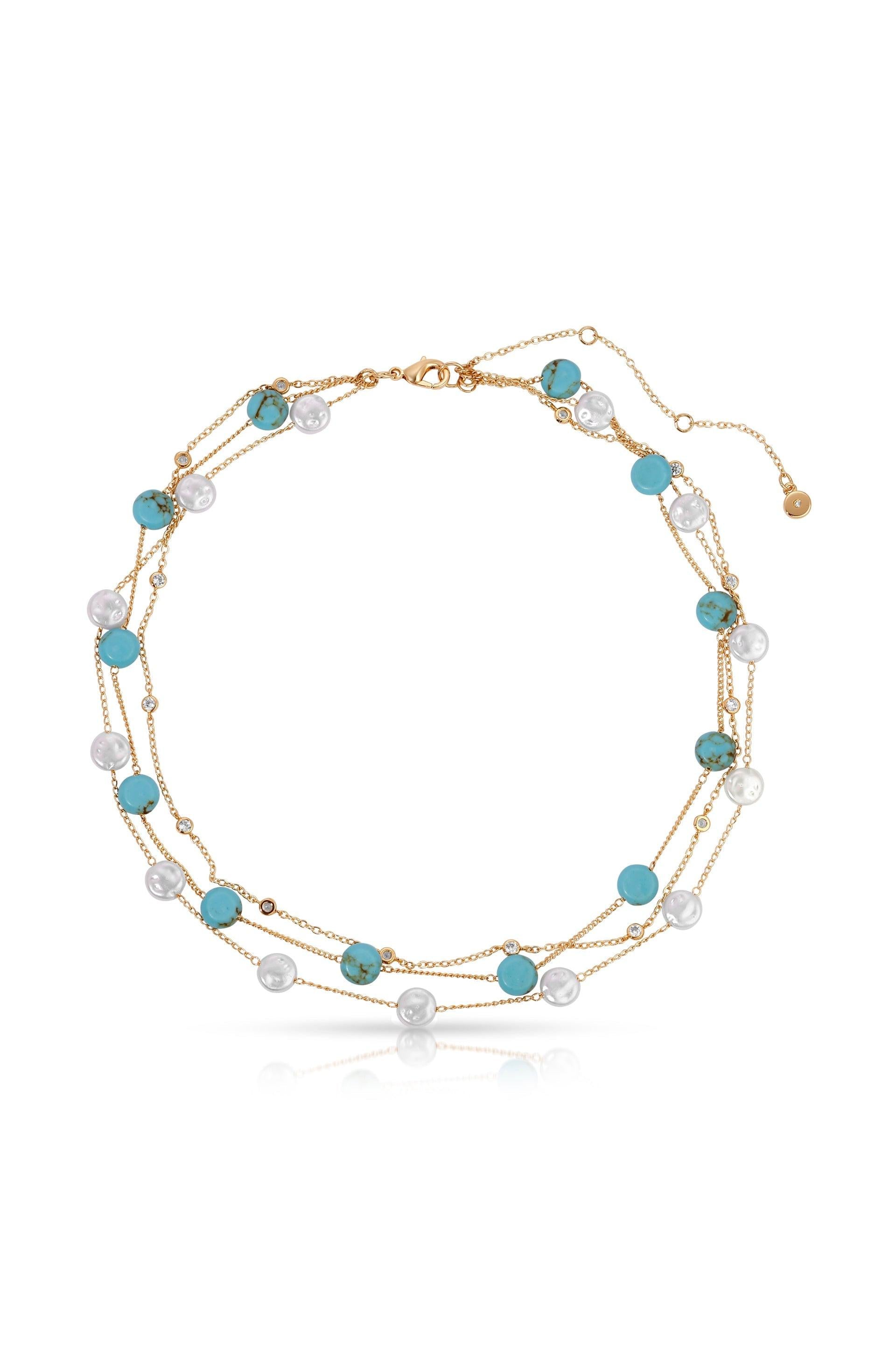 Dressed in Turquoise & Pearls Necklace - Flying Tomato - Necklaces - Ettika