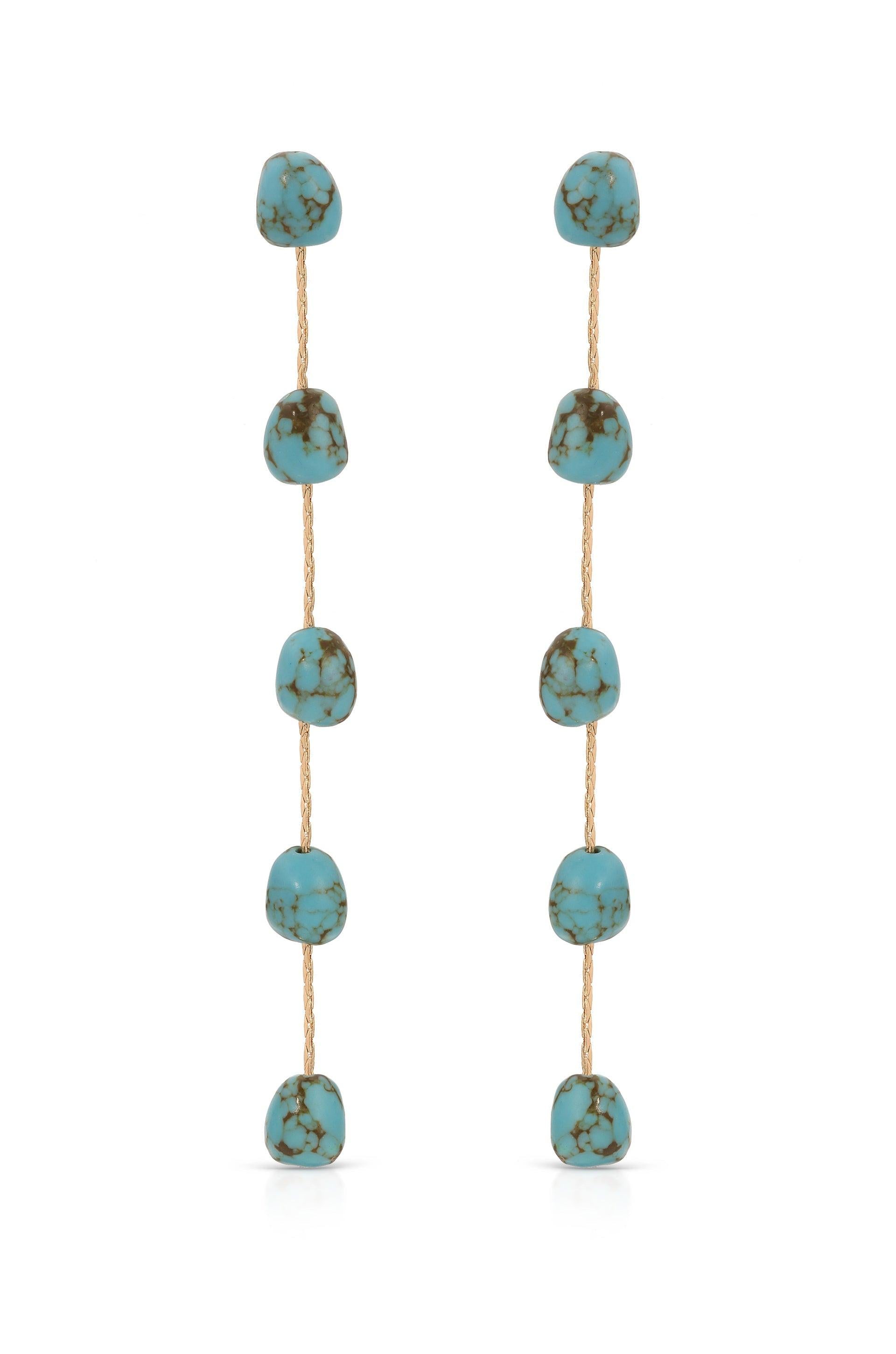 Dripping Turquoise Delicate Drop Earrings.