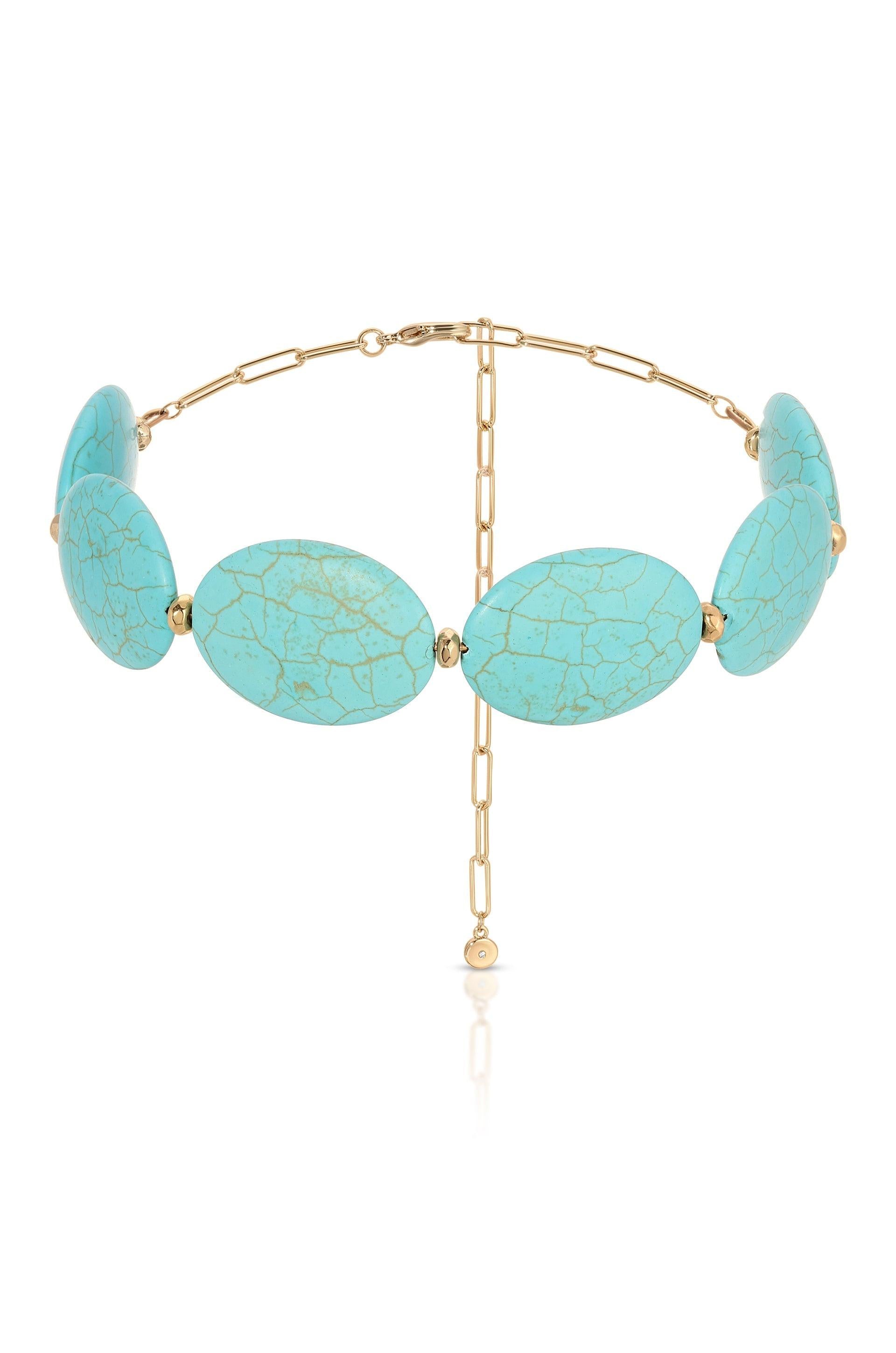 Oval Turquoise Stones Statement Choker.