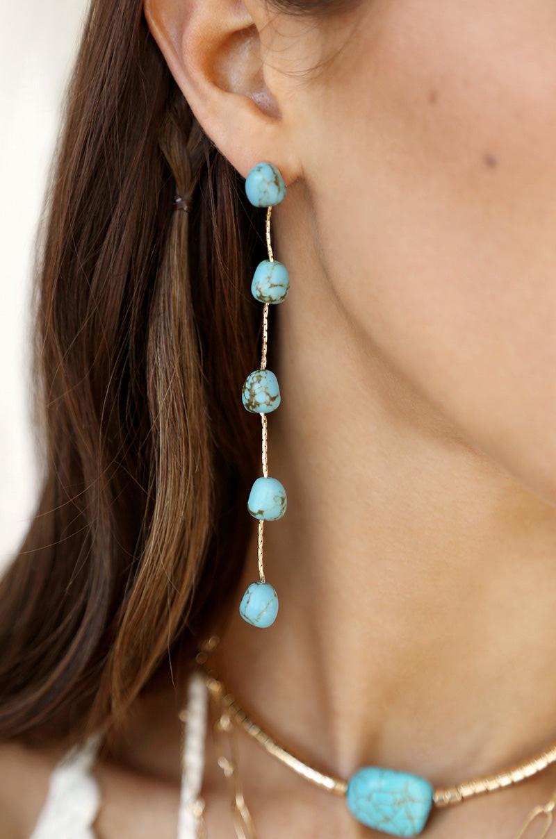 Dripping Turquoise Delicate Drop Earrings.