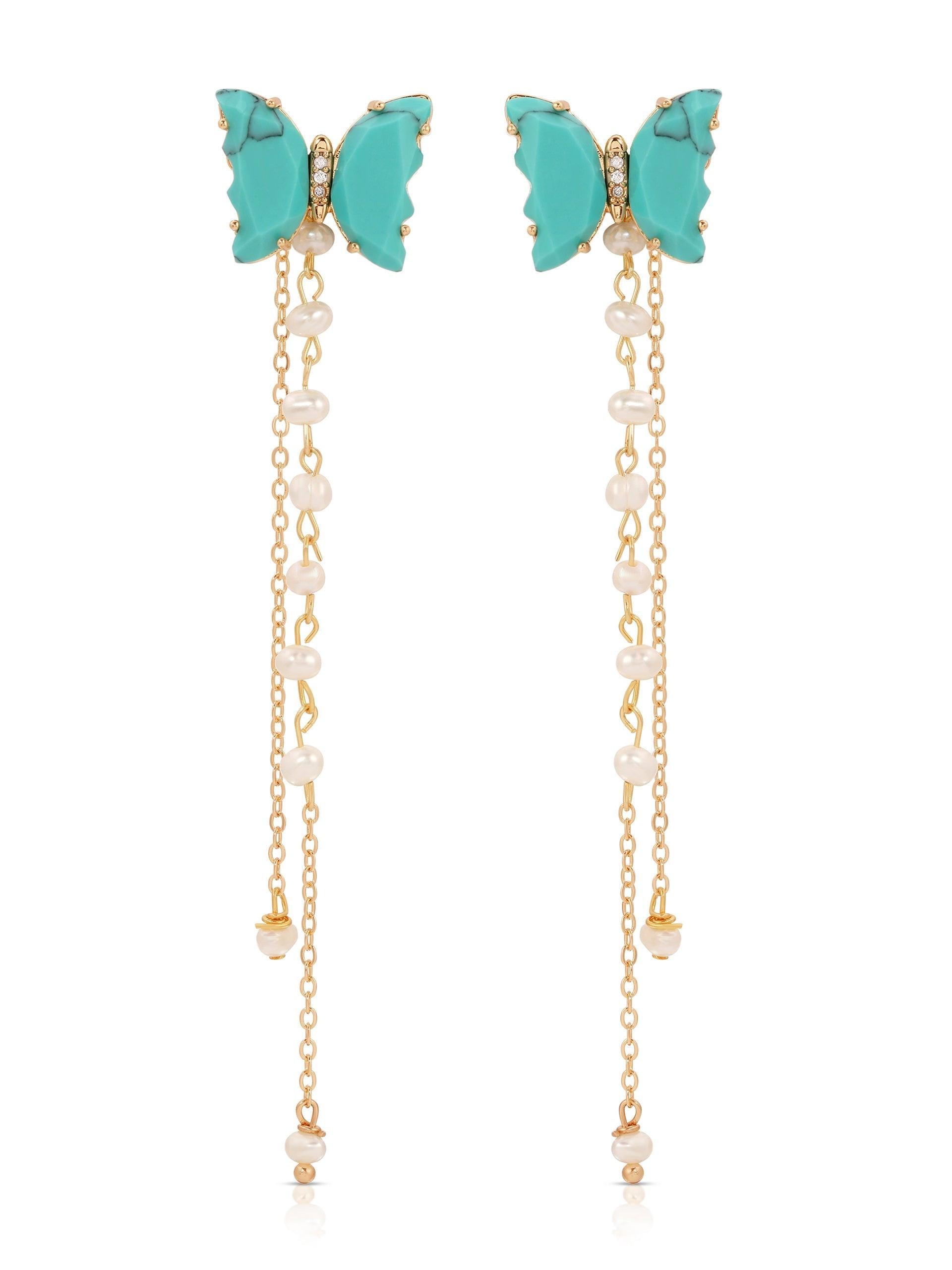 Turquoise Butterfly Dangle Earrings - Flying Tomato - Earrings - Ettika