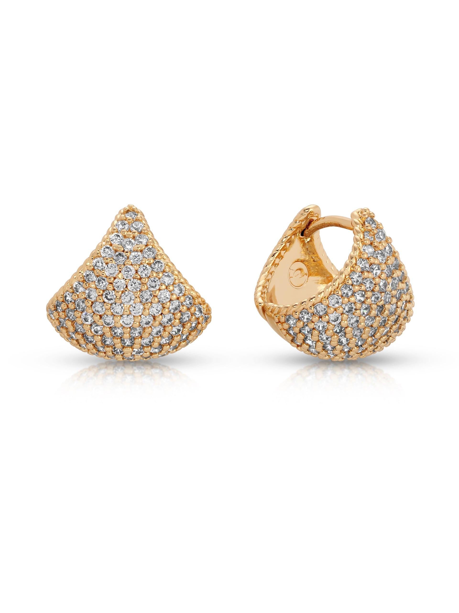 Pavé Encrusted Huggie Hoops - Flying Tomato - Earrings - Ettika