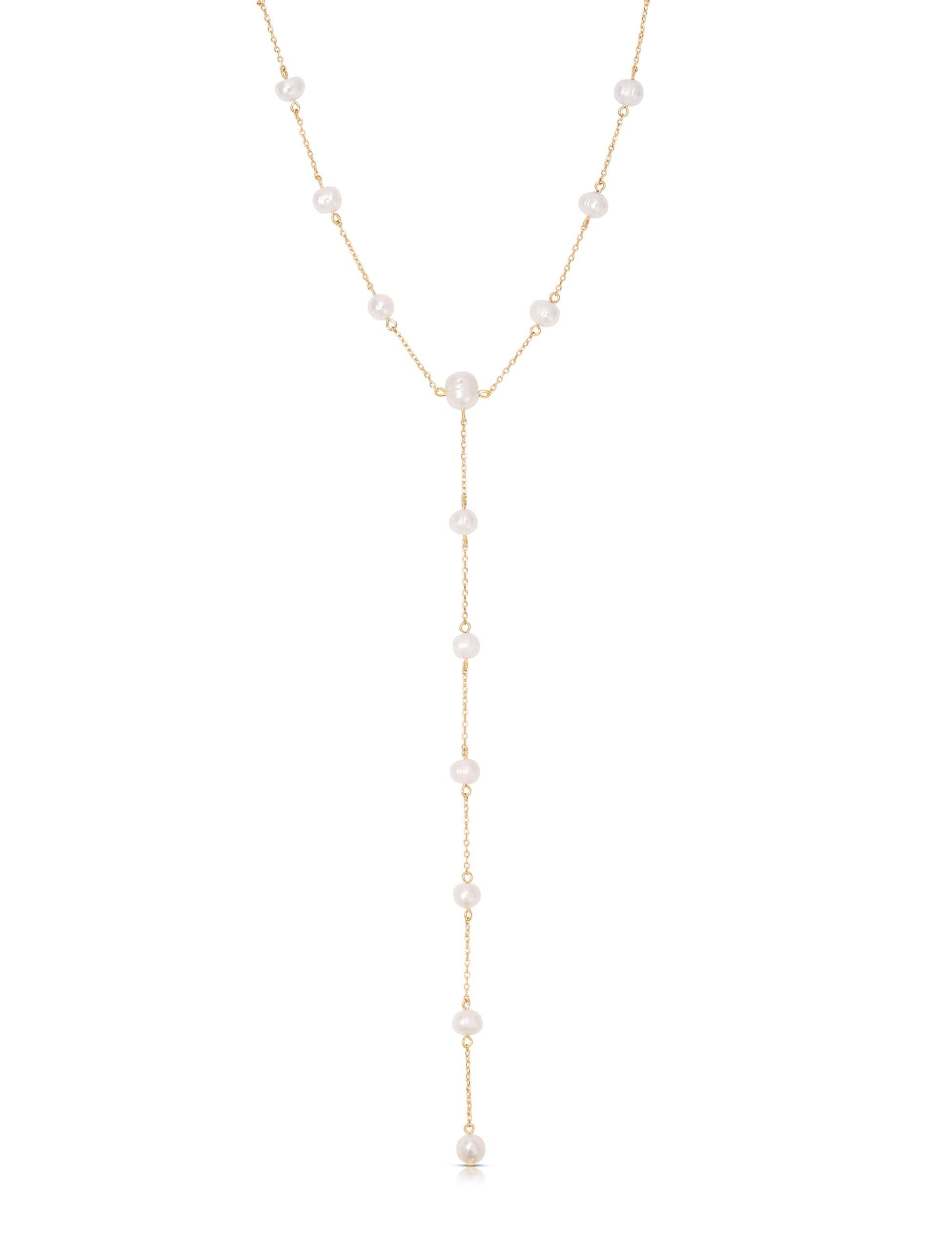 Dripping Pearl Lariat Necklace.