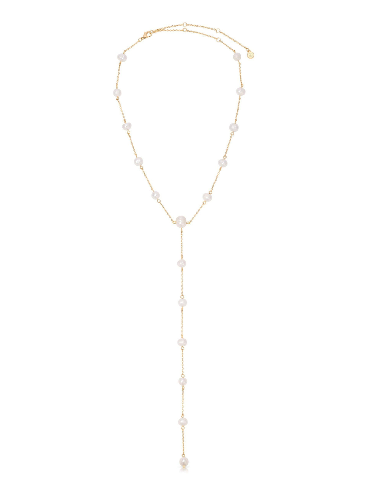 Dripping Pearl Lariat Necklace.