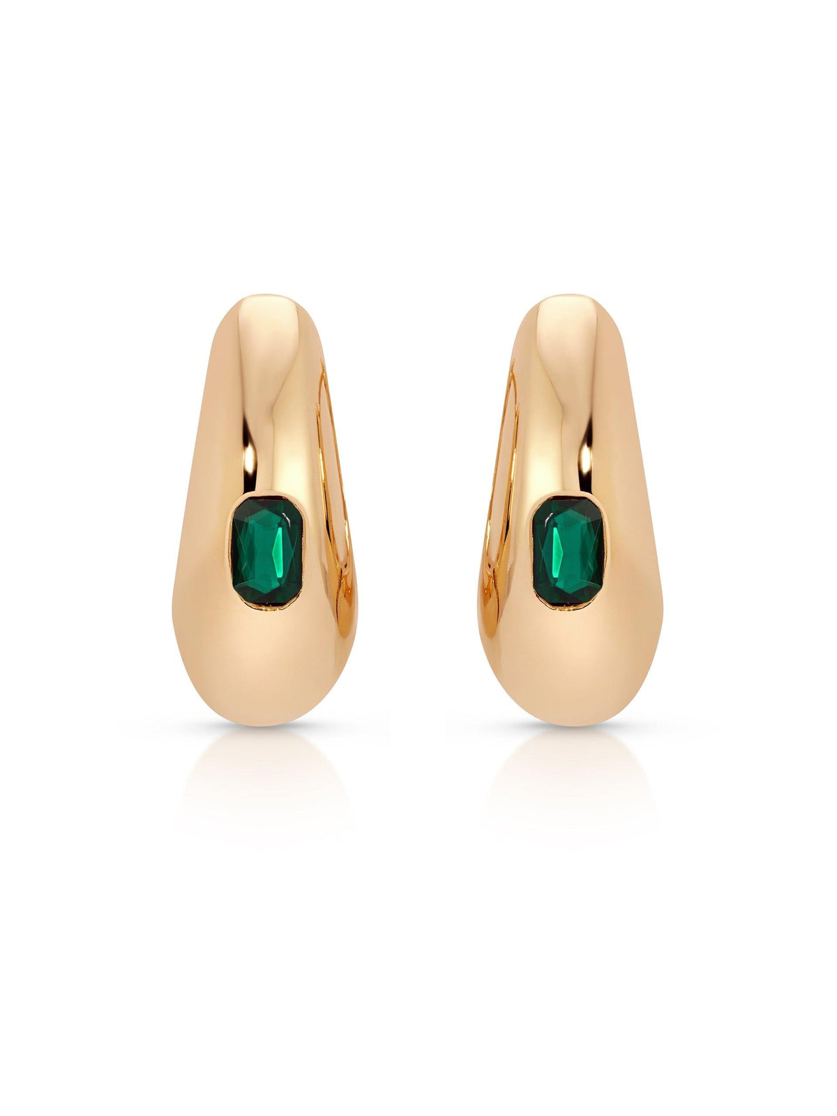 Emerald Deco Hoops - Flying Tomato - Earrings - Ettika